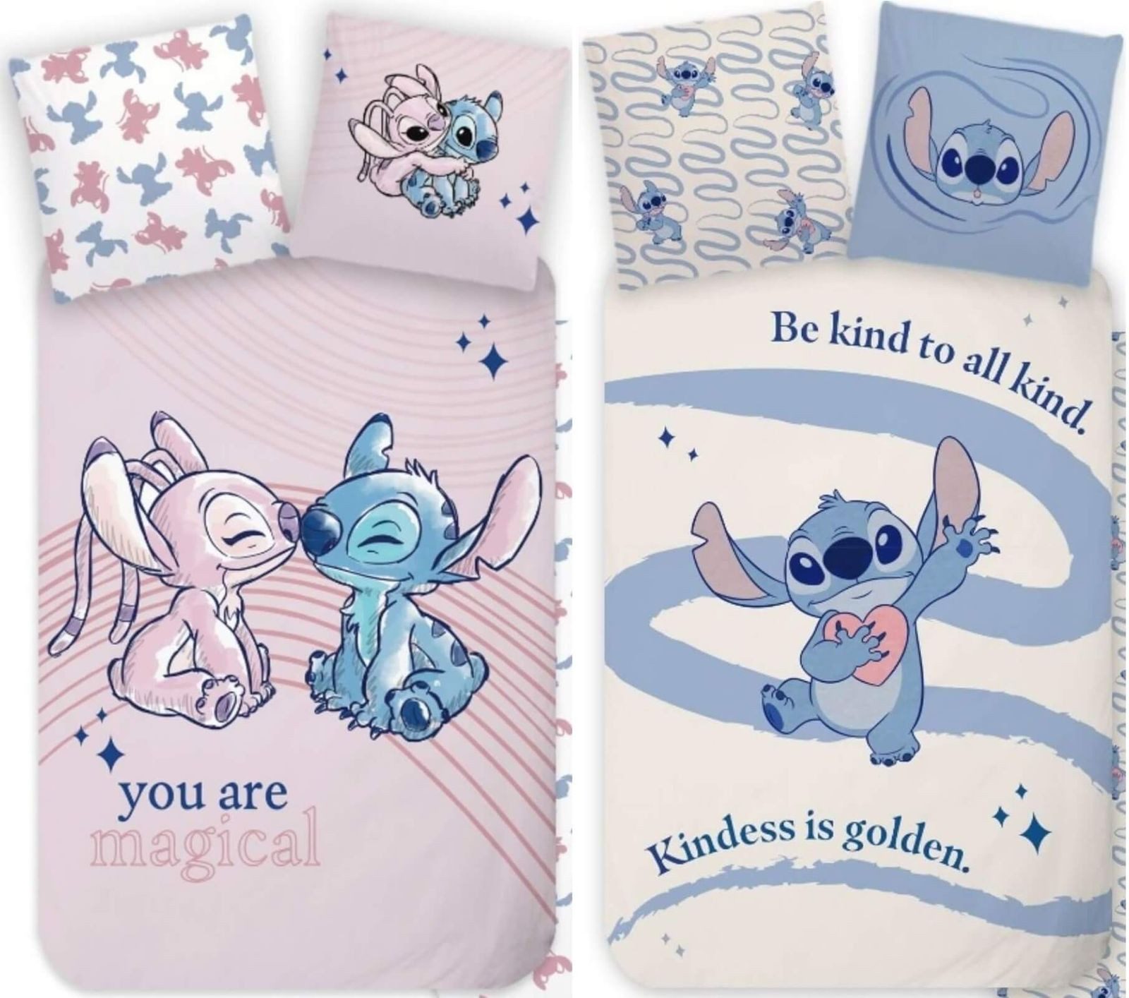 BrandMac Bettwäsche Disney Stitch & Angel - 2 x Bettwäsche mit Wendemotiv, 135x200 & 80x80, Baumwolle, 100% Baumwolle