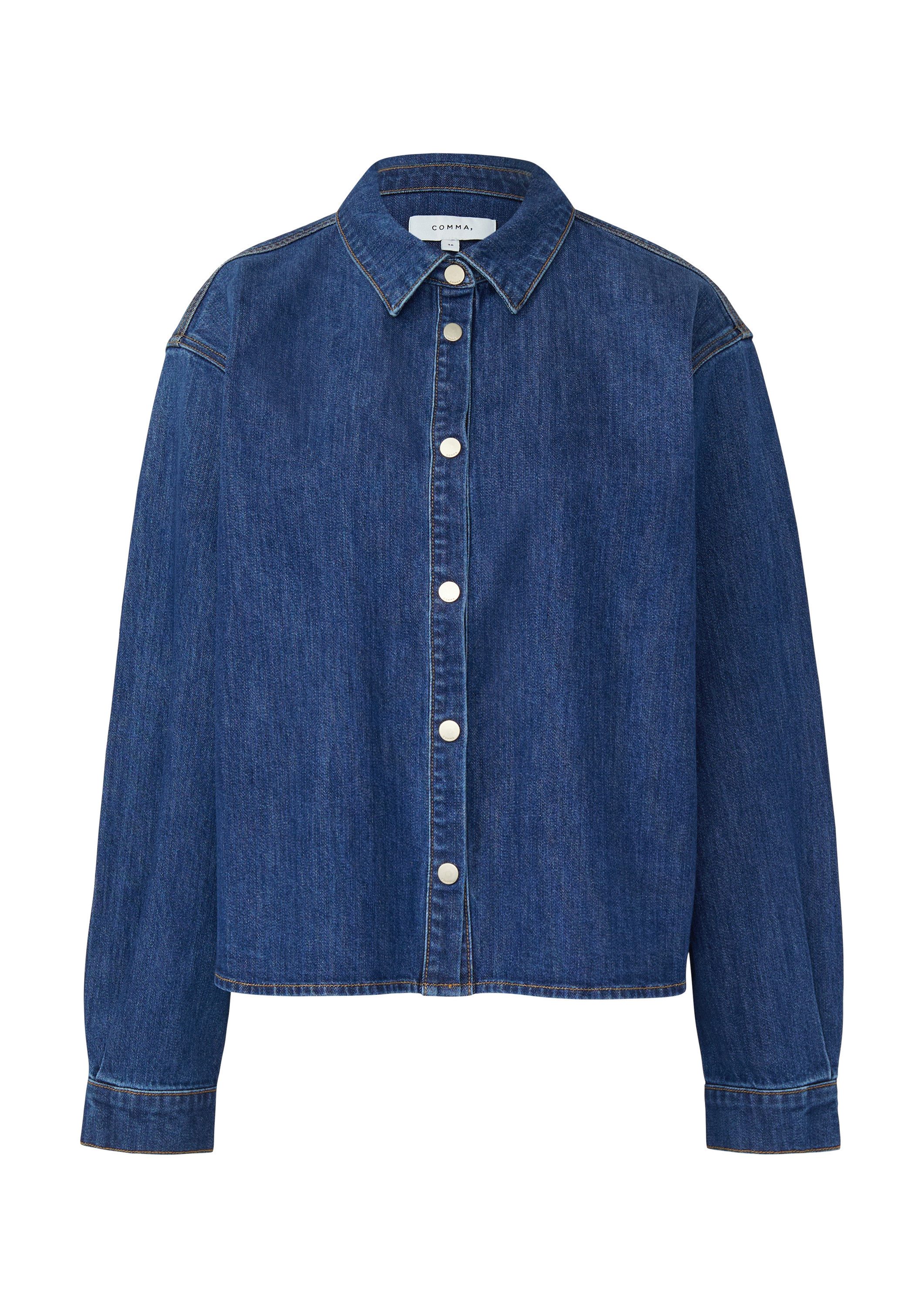 comma Hemdjacke Bluse Denim Overshirt im Loose Fit