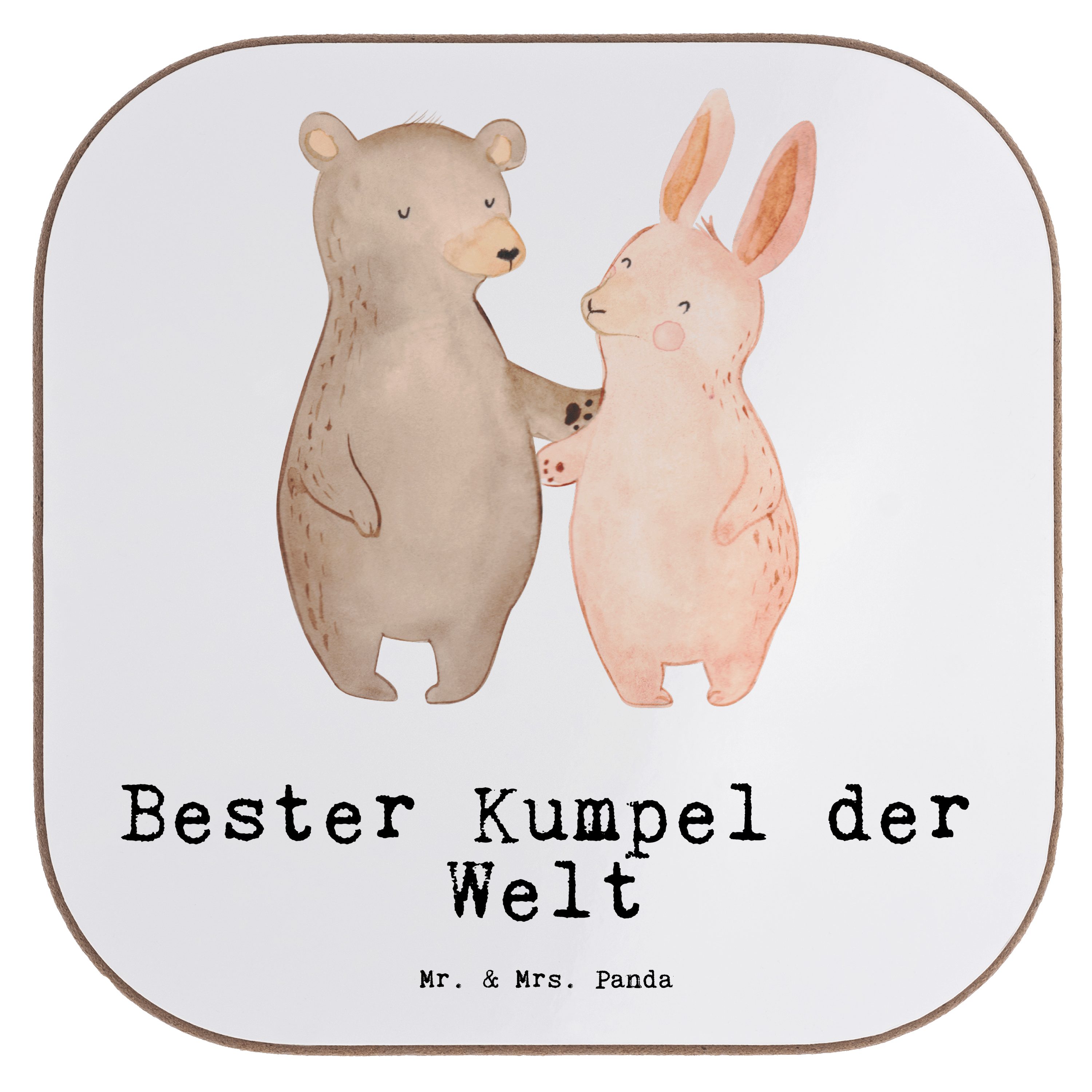 Mr. & Mrs. Panda Getränkeuntersetzer Hase Bester Kumpel der Welt - Weiß - Geschenk, Untersetzer Gläser, be, 1-tlg.