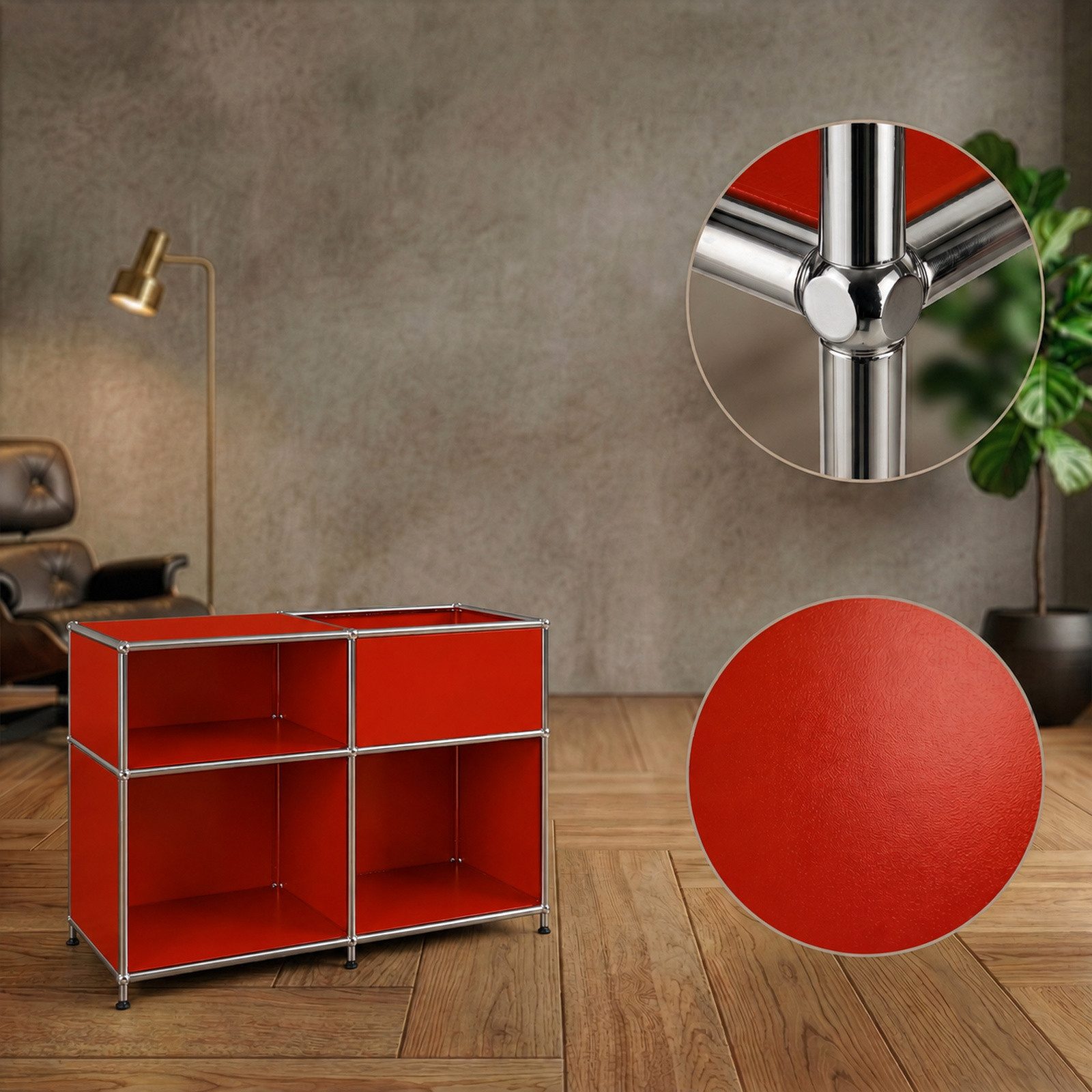 Floordirekt Sideboard Metall Concept Epure MK-030 Metallregal Stauraumfach, 3 Ablagen, B88×T40×H65 cm – Bild 3 von 5
