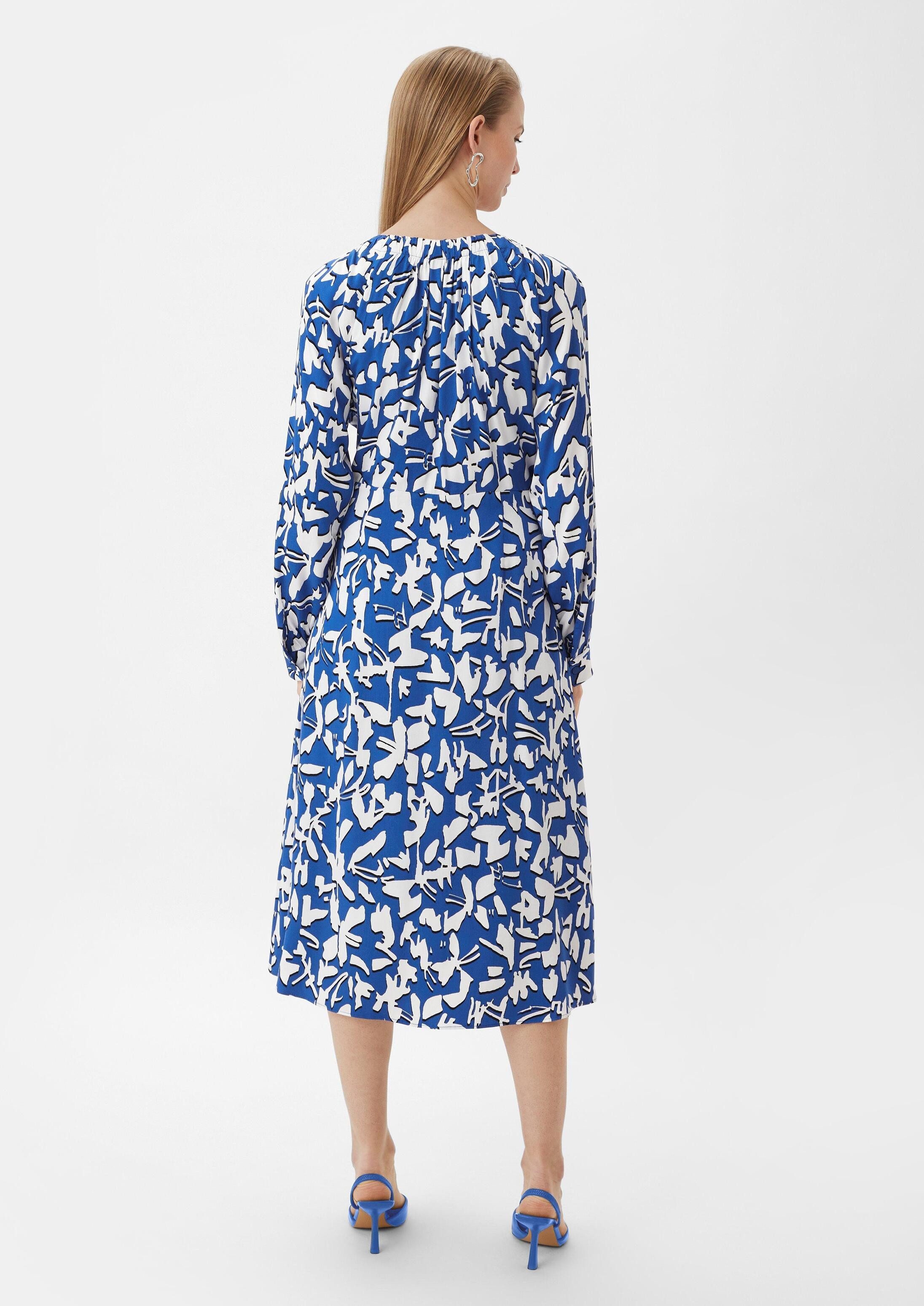 comma Midikleid Kleid Fließendes Maxikleid mit All-over-Print