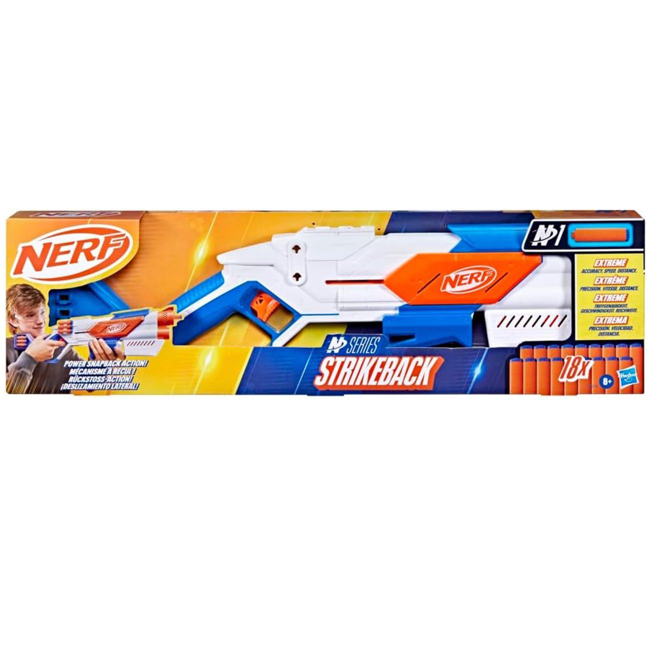 Hasbro Blaster NERF N SERIES STRIKEBACK + 100 N1 Darts Nachfüllpa, Das Nerf N Series Strikeback Bundle kombiniert einen Blaster mit mecha