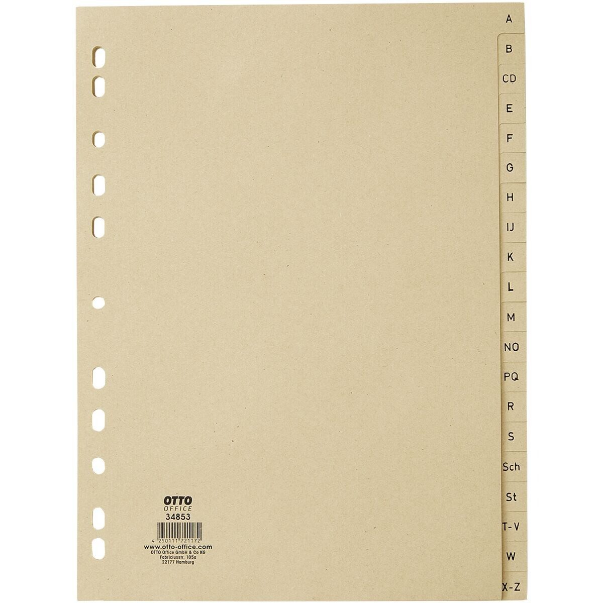 Otto Office Aktenordner Papierregister A-Z, A4, Recycling-Tauenpapier