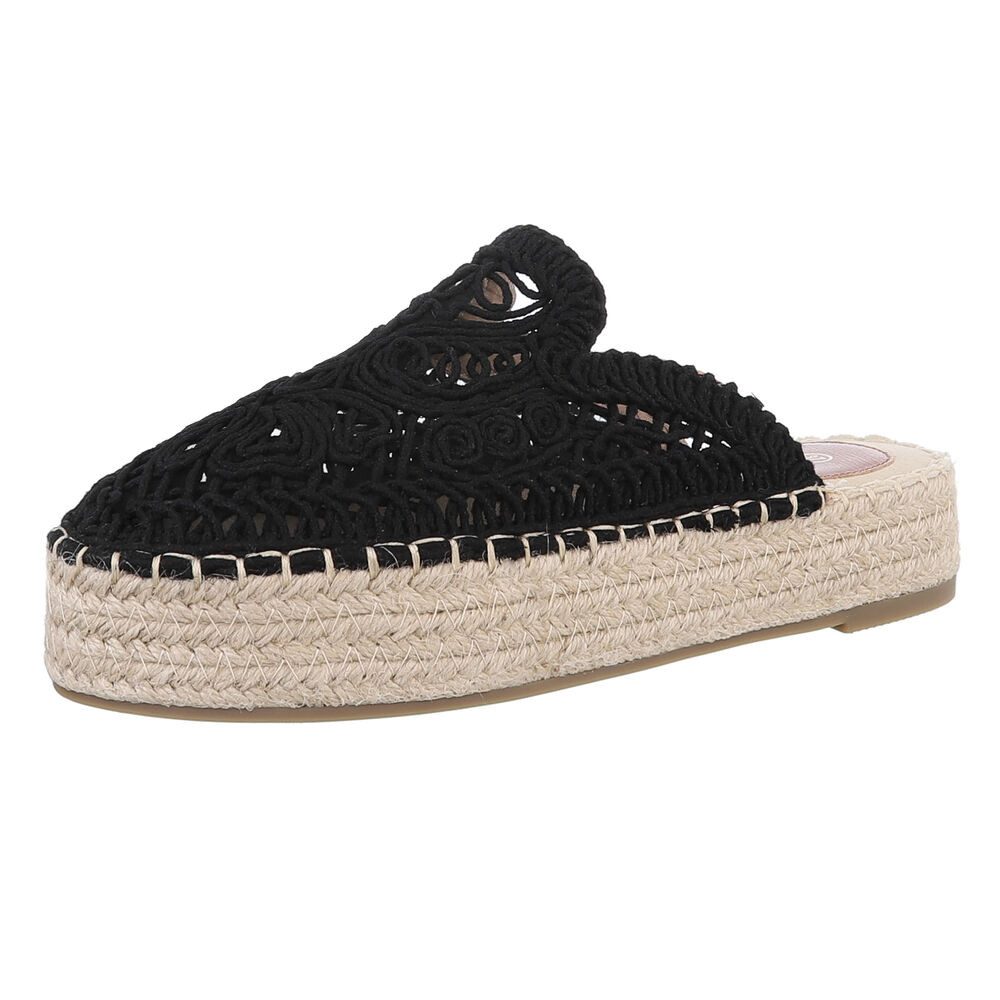 Ital-Design Komfortable Espadrille Sandalen für jeden Anlass Plateausandaletten (89092280) Flach Pantoletten in Schwarz