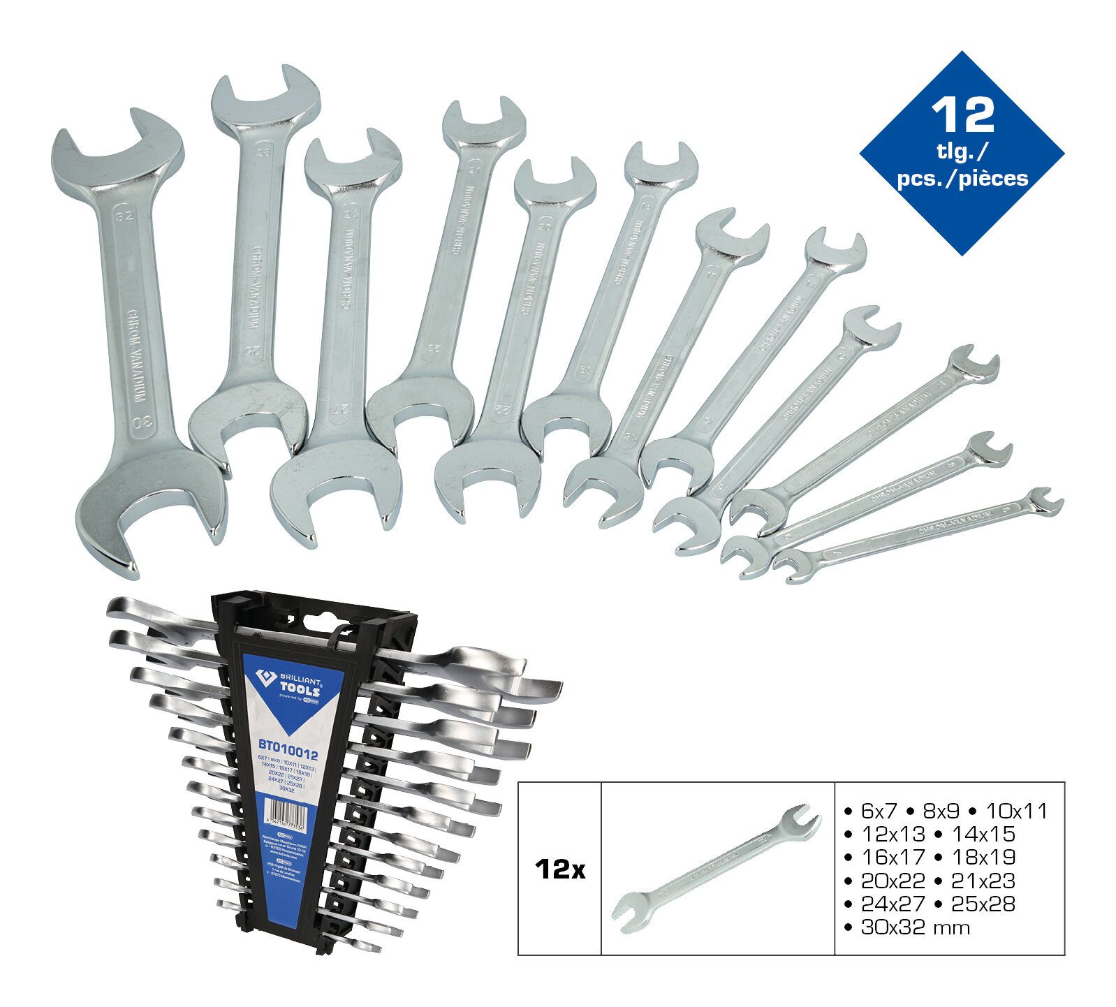 Thumbnail - Brilliant Tools Maulschlüssel (12 St), Doppelmaulschlüssel-Satz, 12-teilig