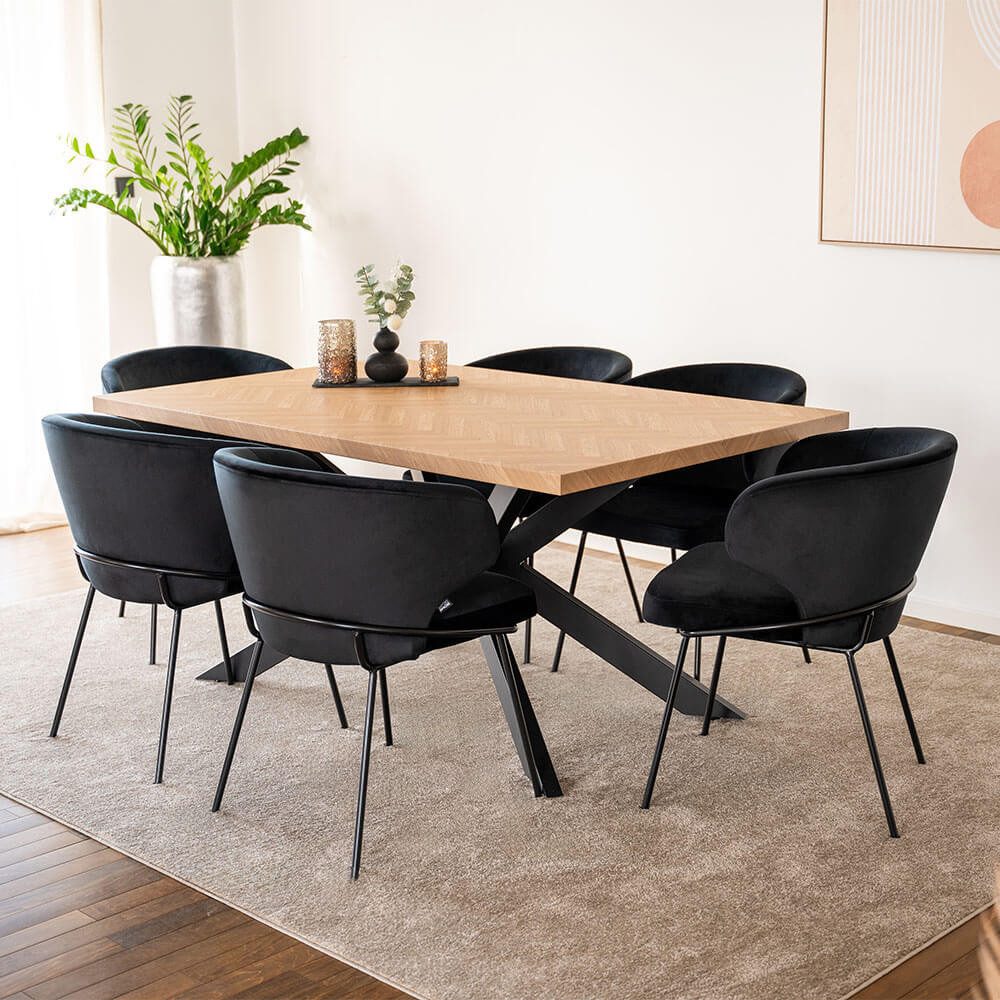 HOME DELUXE Esstisch AVENCIA inkl. Sternfuß 160 x 100 cm & 200 x 120 cm, mit schwarzem Metallgestell, Küchentisch, Esszimmer