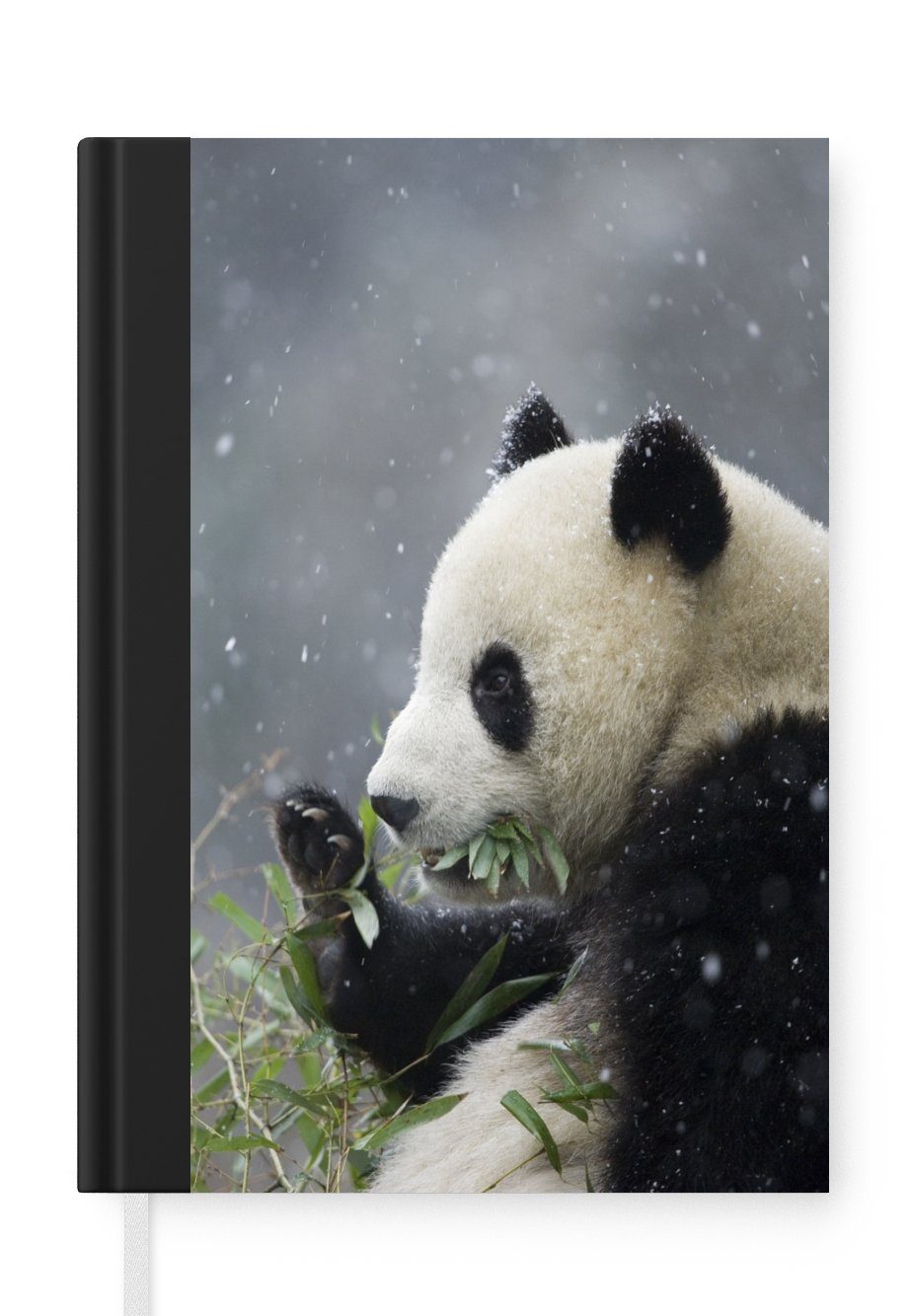 MuchoWow Notizbuch Panda - Bambus - Schnee, Journal, Merkzettel, Tagebuch, Notizheft, A5, 98 Seiten, Haushaltsbuch