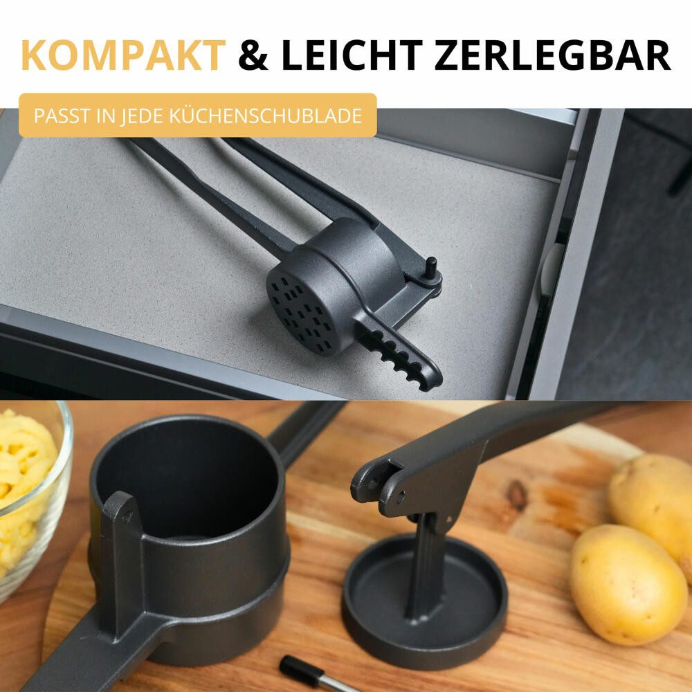 WESTMARK Pommesschneider Presse Black Edition, Churropresse, Kartoffelpresse mit Spezialbeschic, Made in Germany, spülmaschinengeeignet, lebensmittelecht