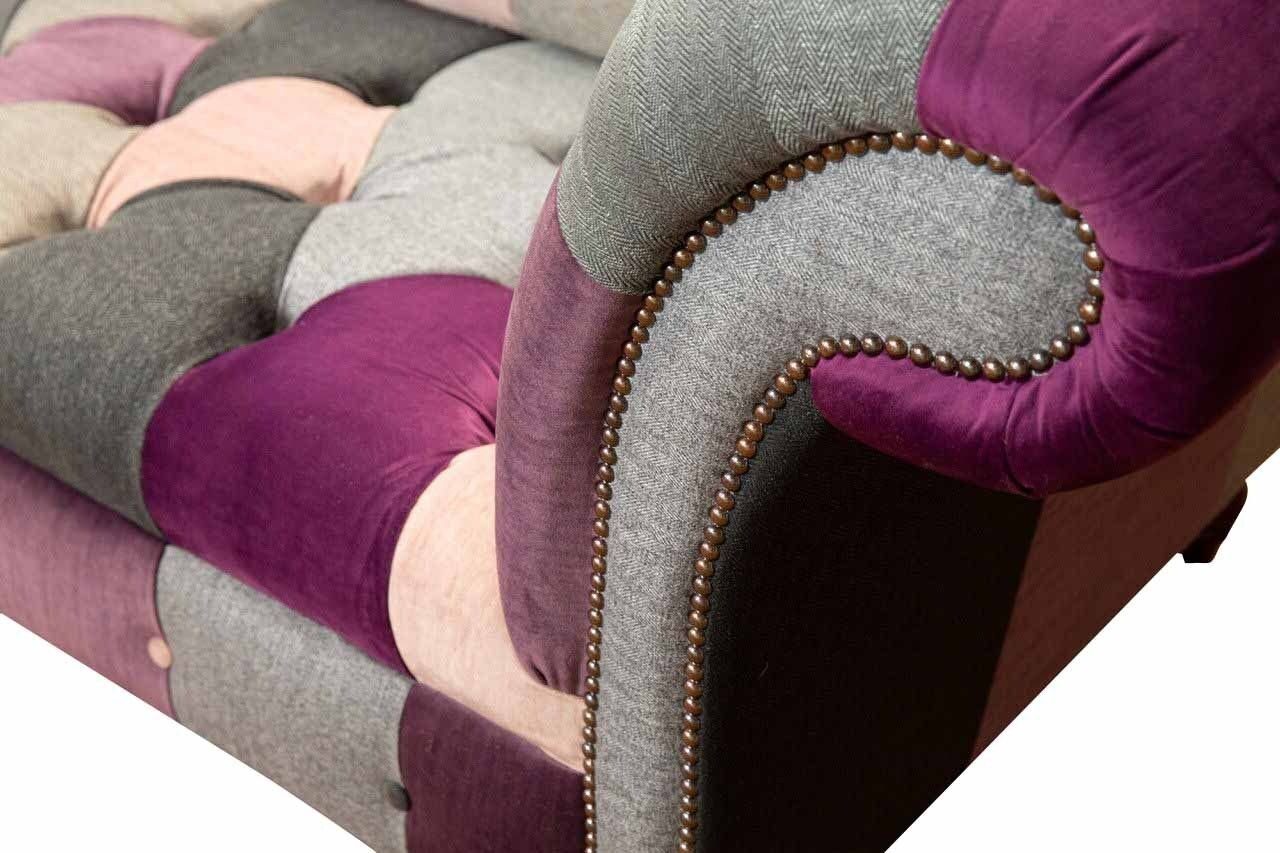 Stoffsofa Sofa Europe JVmoebel 2 Couch Textil, Sitzer Chesterfield in Buntes Made Design Polster