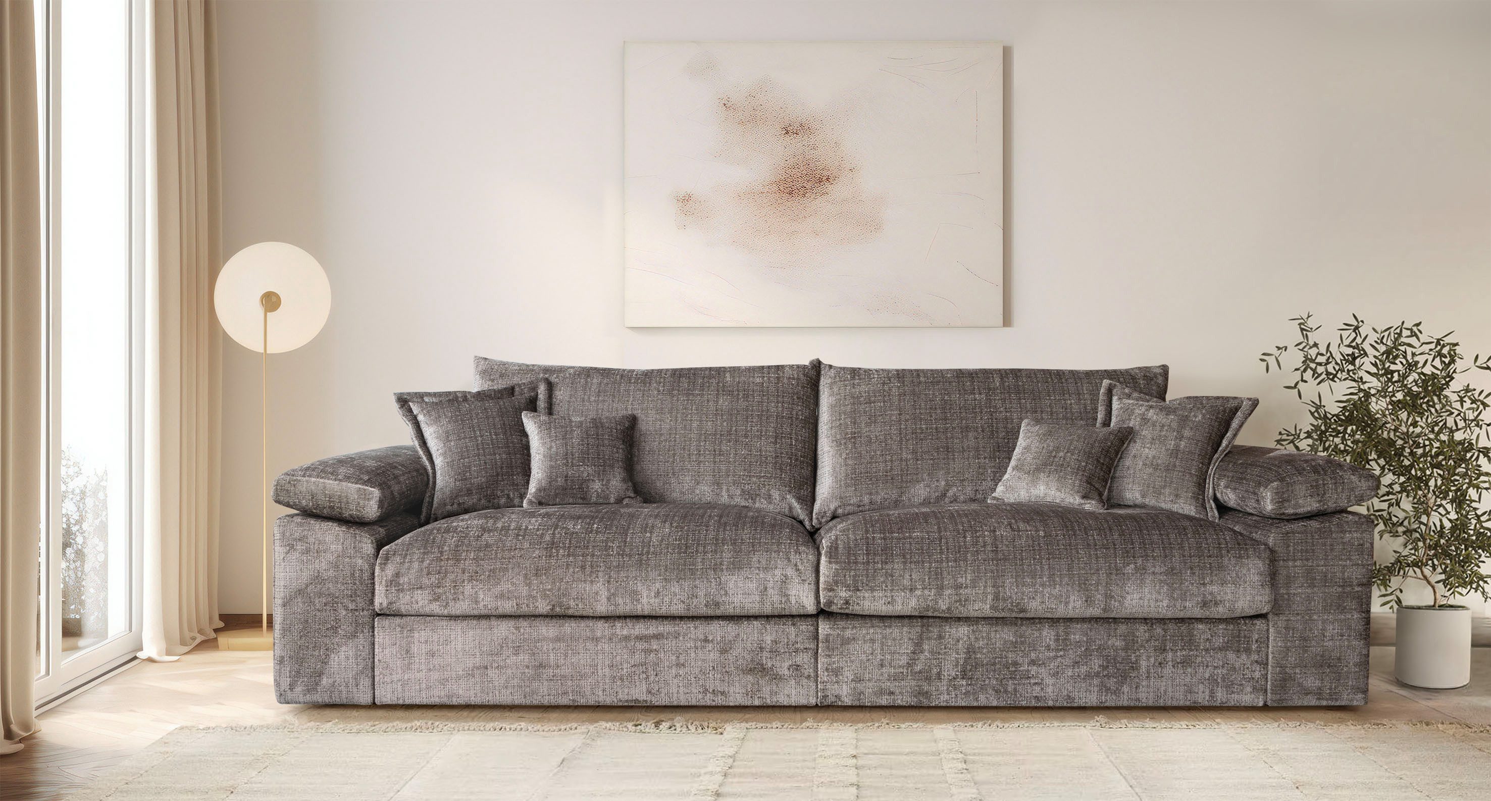 OTTO home Big-Sofa Soft&Cosy XXL, B: 303 cm - OTTO. Verlässliche Qualität., Mega-Sofa, Cord oder Chenille-Struktur, mit Federkern & 4 Zierkissen