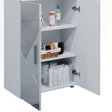 Vicco Kommode Spiegelbadschrank Badezimmermöbel Irma 60x81 cm Weiß Hochglanz