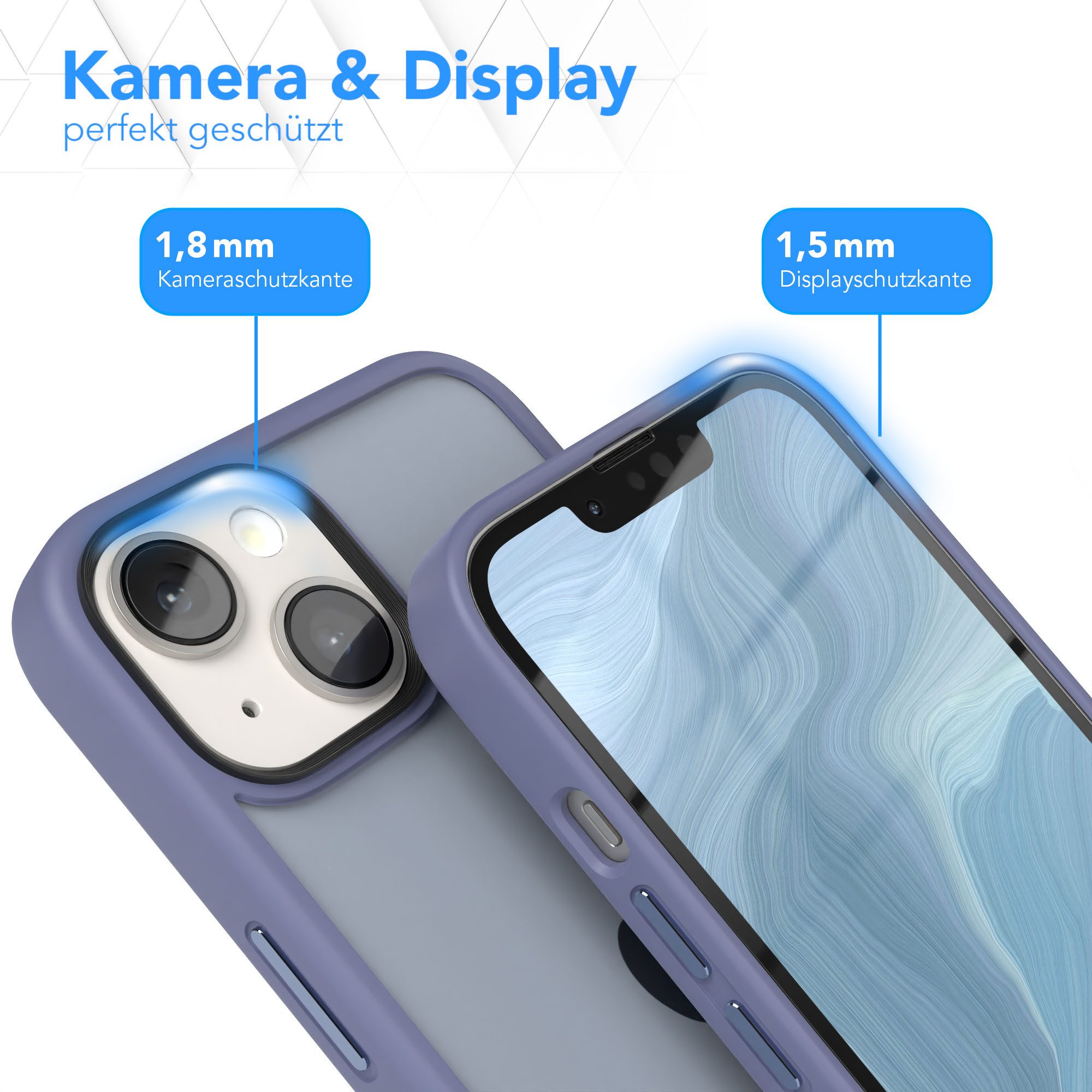 EAZY CASE Handyhülle Outdoor Case für Apple iPhone 14 / Apple iPhone 13 6,1 Zoll, Hybrid Handyhülle kratzfest Smart Slimcover Transparent Robust Blau