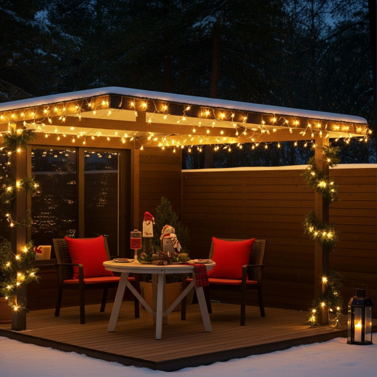 shop'n smile ideoon LED-Lichterkette LED-Lichterkette 14m warmweiß, 192 LEDs Batterie-Weihnachtsdeko IP44, 14m, 192 warmweiße LEDs-Abstand 7,5cm, 7 Leuchtmodi, IP44 Outdoor-Akku