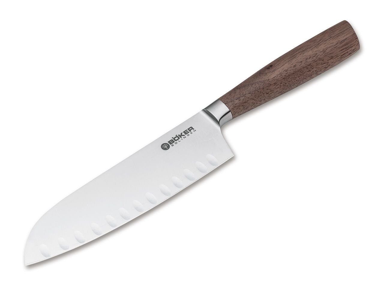 Böker Manufaktur Solingen Santokumesser Böker Core Santoku mit Kullen, Walnussholzgriff, Böker Core Santoku mit Kullen, Walnussholzgriff
