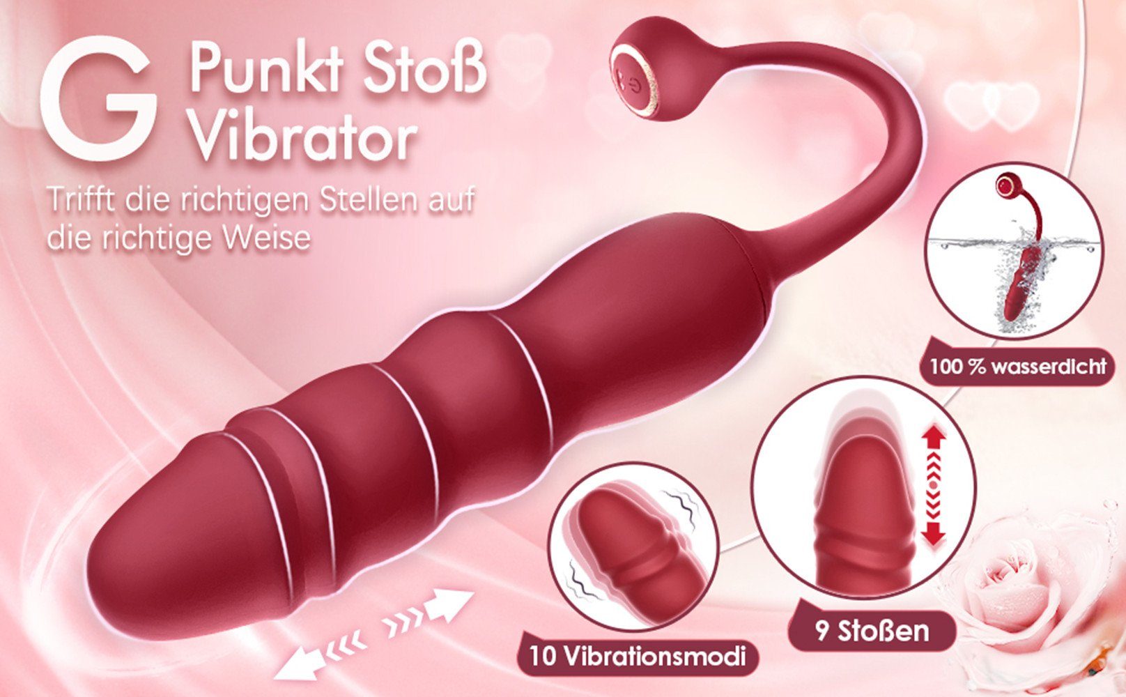 9 Stimulator, mit Klitoris Analvibrator 10 weinrot Vibrator G-Punkt-Vibrator Vibrationsmodi Starken Nippel autolock Bullet Stoßfunktion und