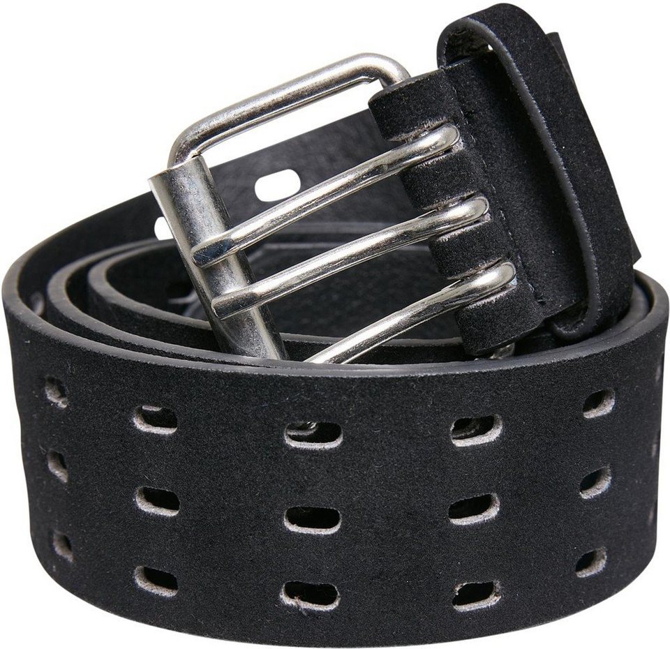 URBAN CLASSICS Hüftgürtel Accessoires Velour Leather Tripple Thorn Buckle  Belt