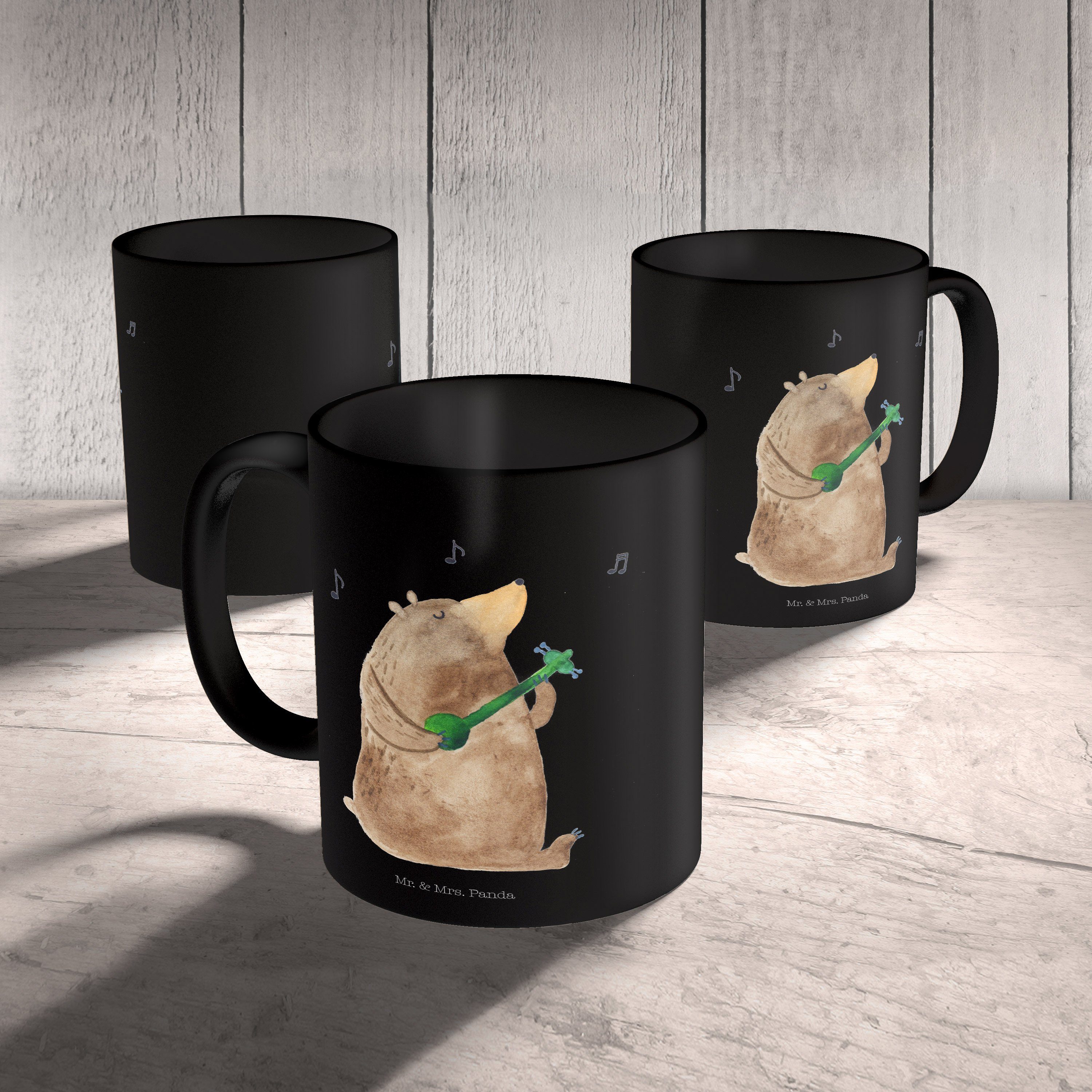 Schwarz Lied - & Tasse, Geschenk Geschenk, Büro, - Mrs. Mr. Teddybär, Liebe, Tasse Panda Keramik Bär Schwarz