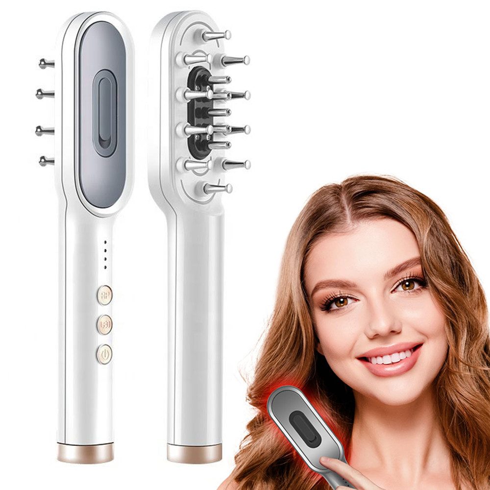 MOPUEA Haarbürste Elektrisches Kopfhaut-Massagegerät mit Rotlicht & Pflegekamm, 1-tlg., Kopfhautmassage Haarpflege Tool für Zuhause