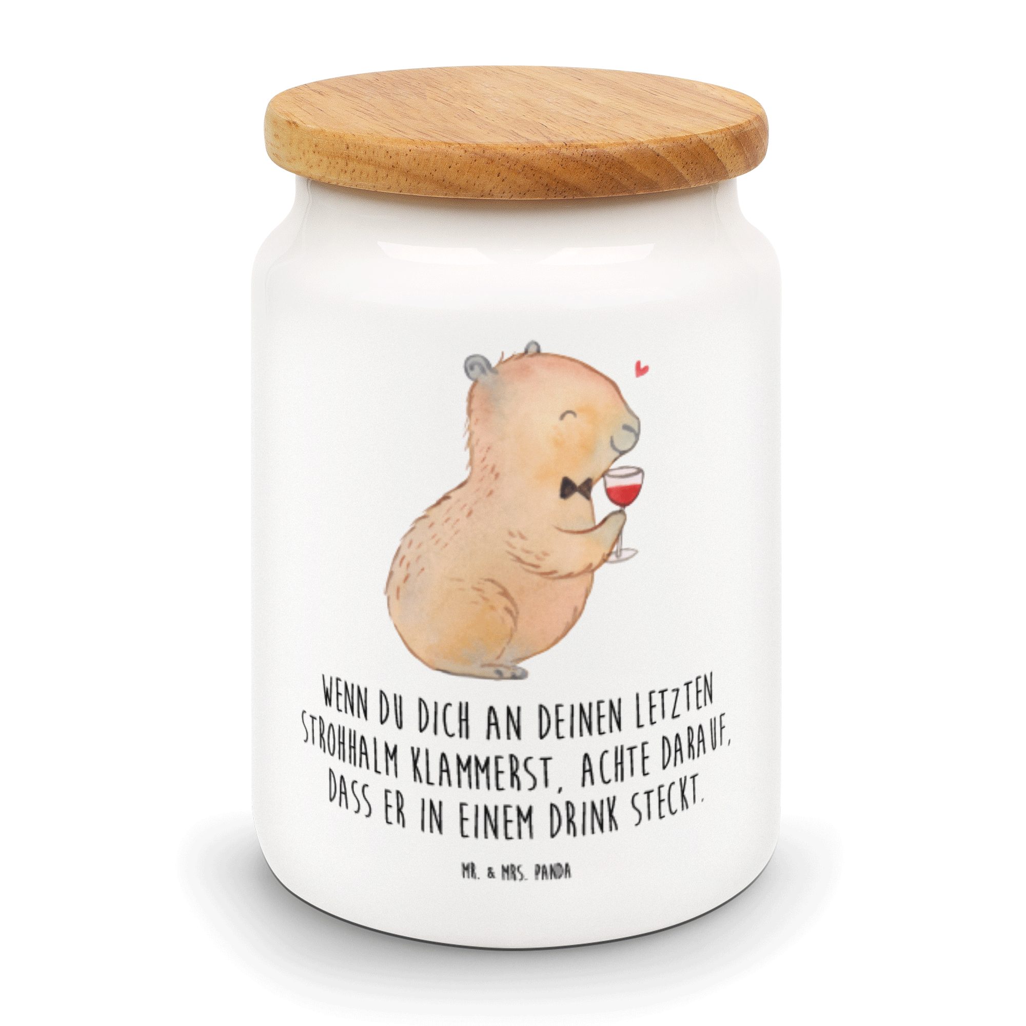 Leckerlidose, Capybara Keksdose, - Mr. Keramik, (1-tlg) Geschenk, - Weiß Wein Mrs. Panda & Vorratsbehäl, Vorratsdose