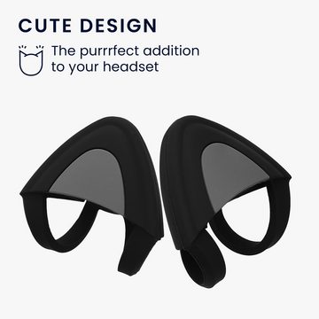 kwmobile Kopfhörer-Schutzhülle 2x Katzenohren Aufsatz für Overear Headphone, Deko Accessoire für Kopfhörer - Katzenkopfhörer Set von 2 - in Schwarz