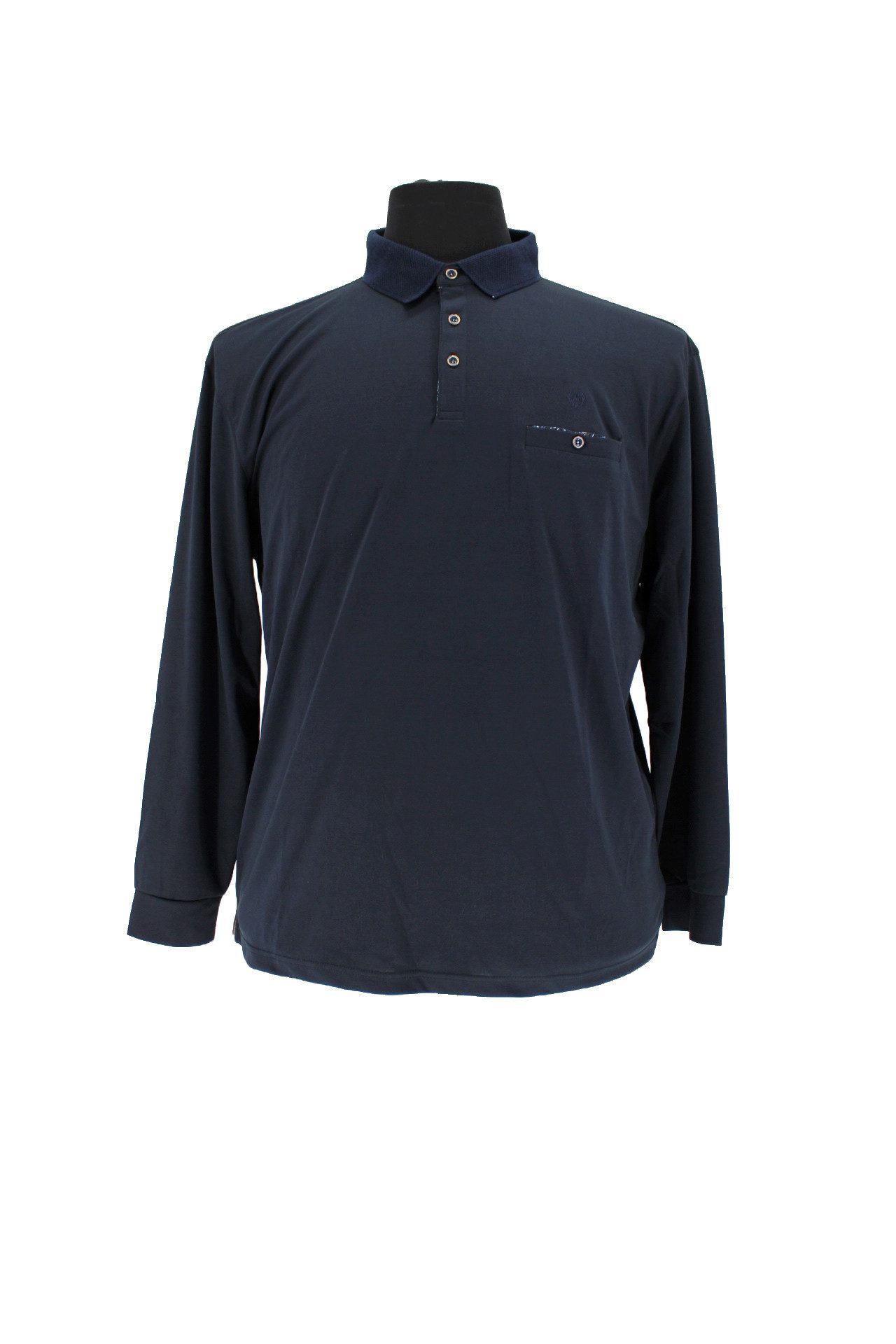 Mode Monte Carlo Langarm-Poloshirt Polo-Shirt Knopf Marine