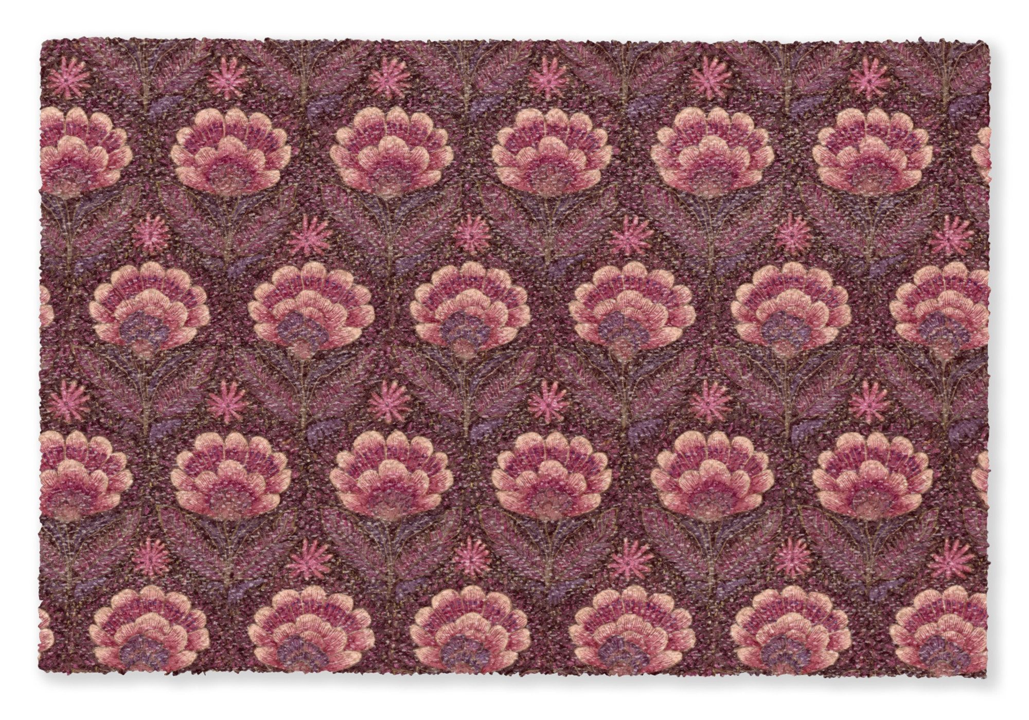 MuchoWow Fußmatte Blumen - Fächer - Lila, Rechteckig, innen Schmutzfangmatte, Tür, Schmutzfänger Flur, Teppich 60x40 cm