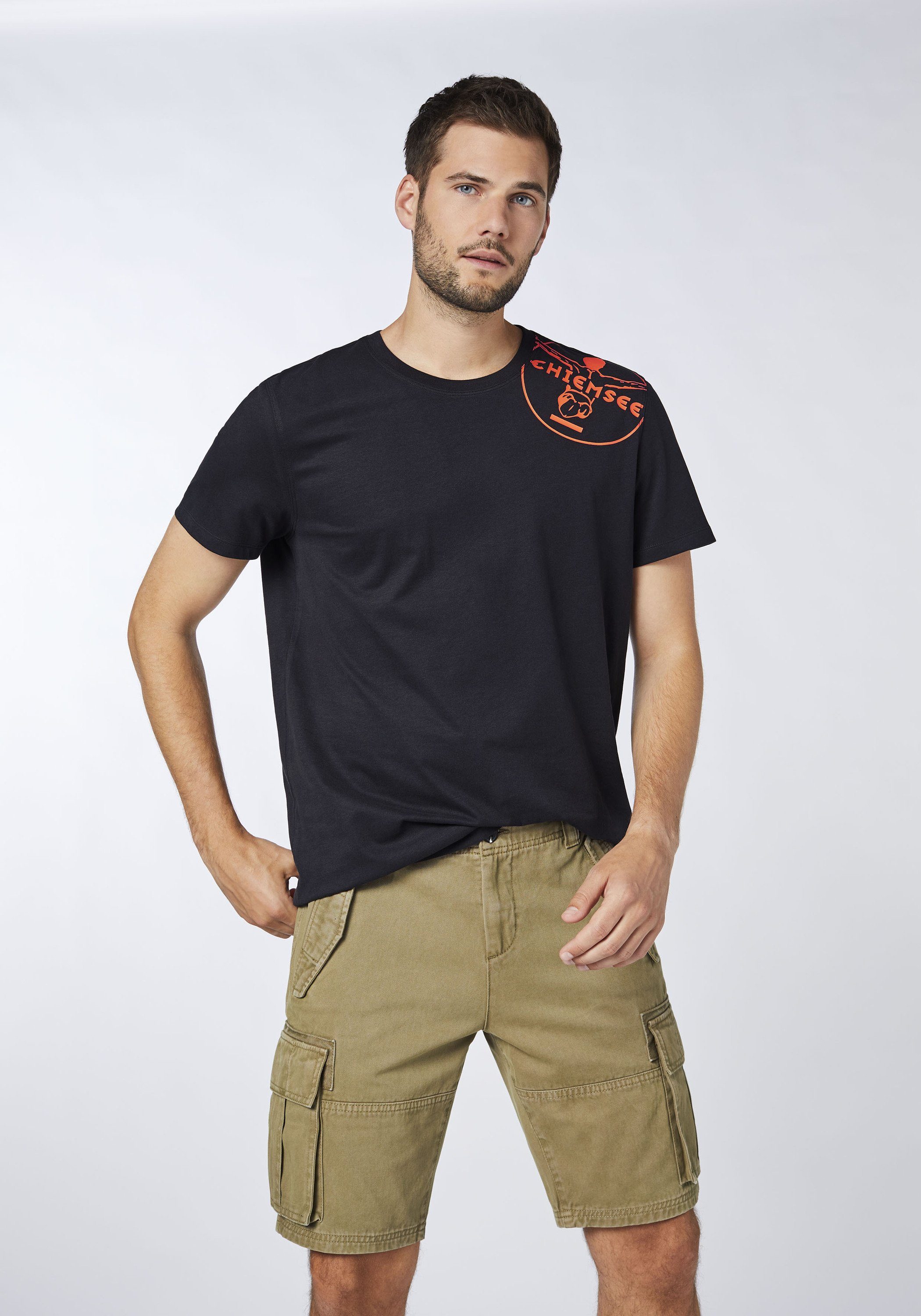 T-Shirt 1 mit Print-Shirt Jumper-Motiv Black Deep Chiemsee