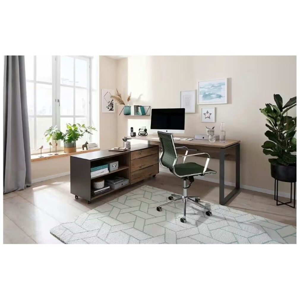 Maja Möbel Schreibtisch Tajo mit Container in Zinneiche & Metall Anthrazit (Spar-Set, 2-St., 1 Tisch mit Container), Breite 190cm