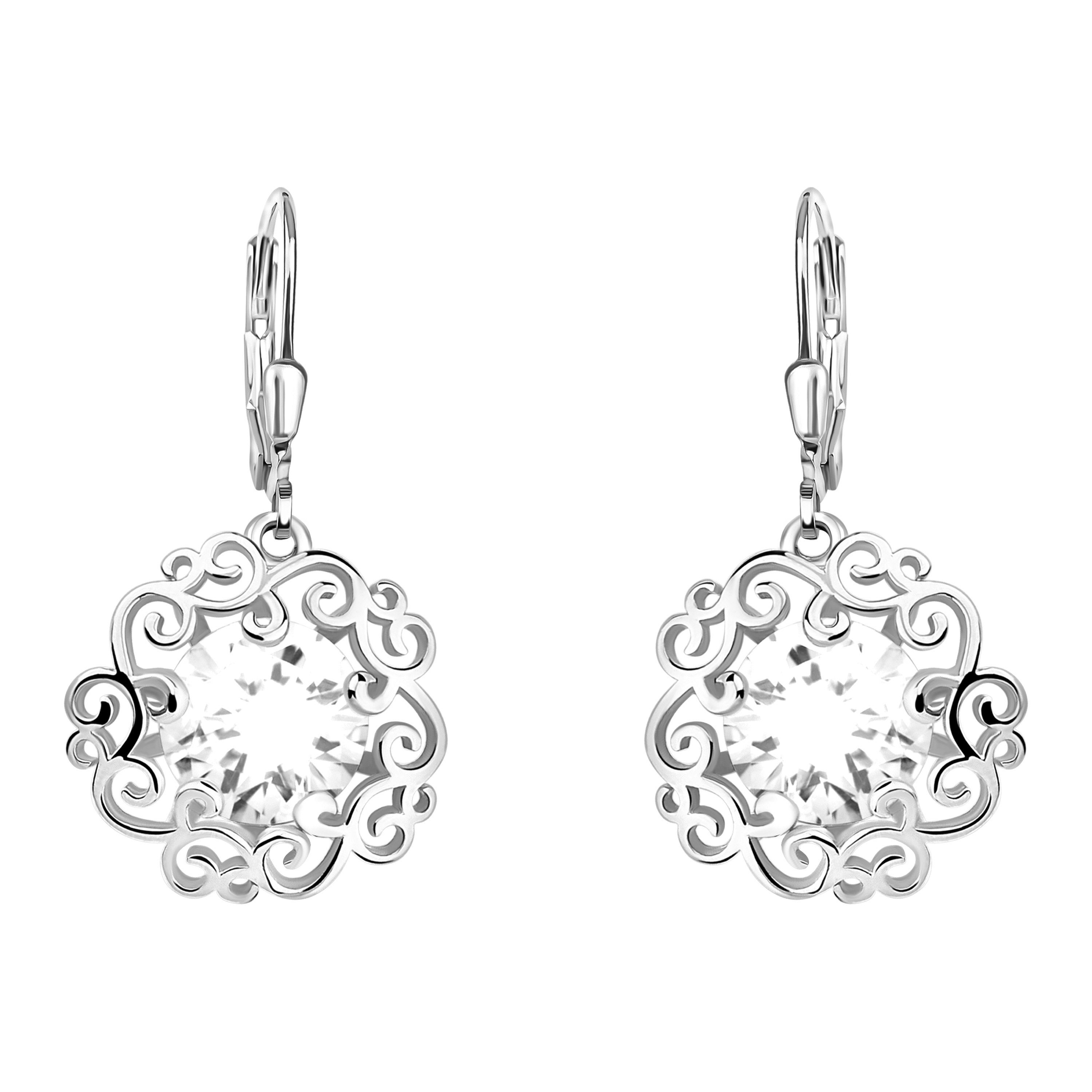 Sofia Milani Paar Ohrhänger Ornament Blume, 925 Silber Damen Schmuck