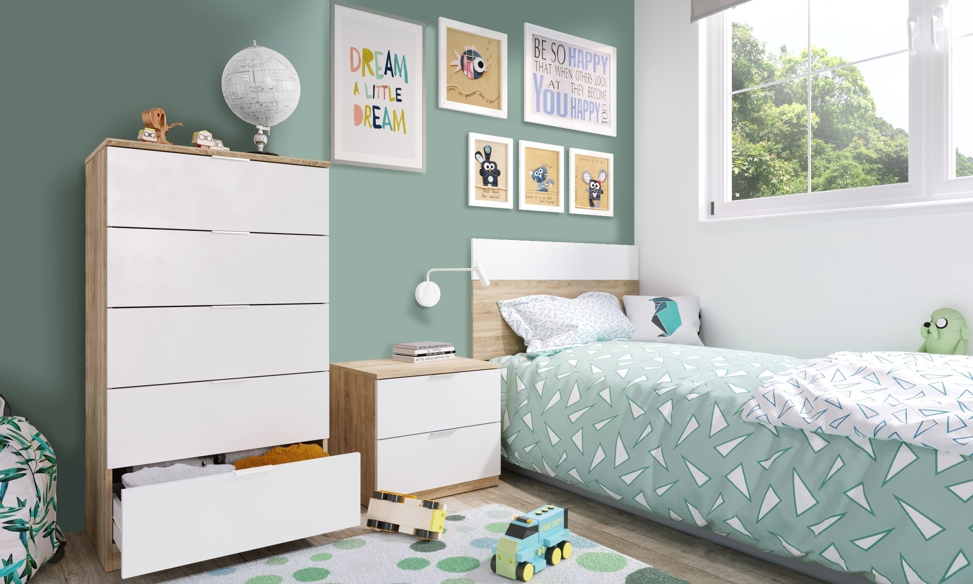 freiraum Hochkommode CHEST, in Weiß / Canadian Eiche Dekor - 60x110x40 (BxHxT)