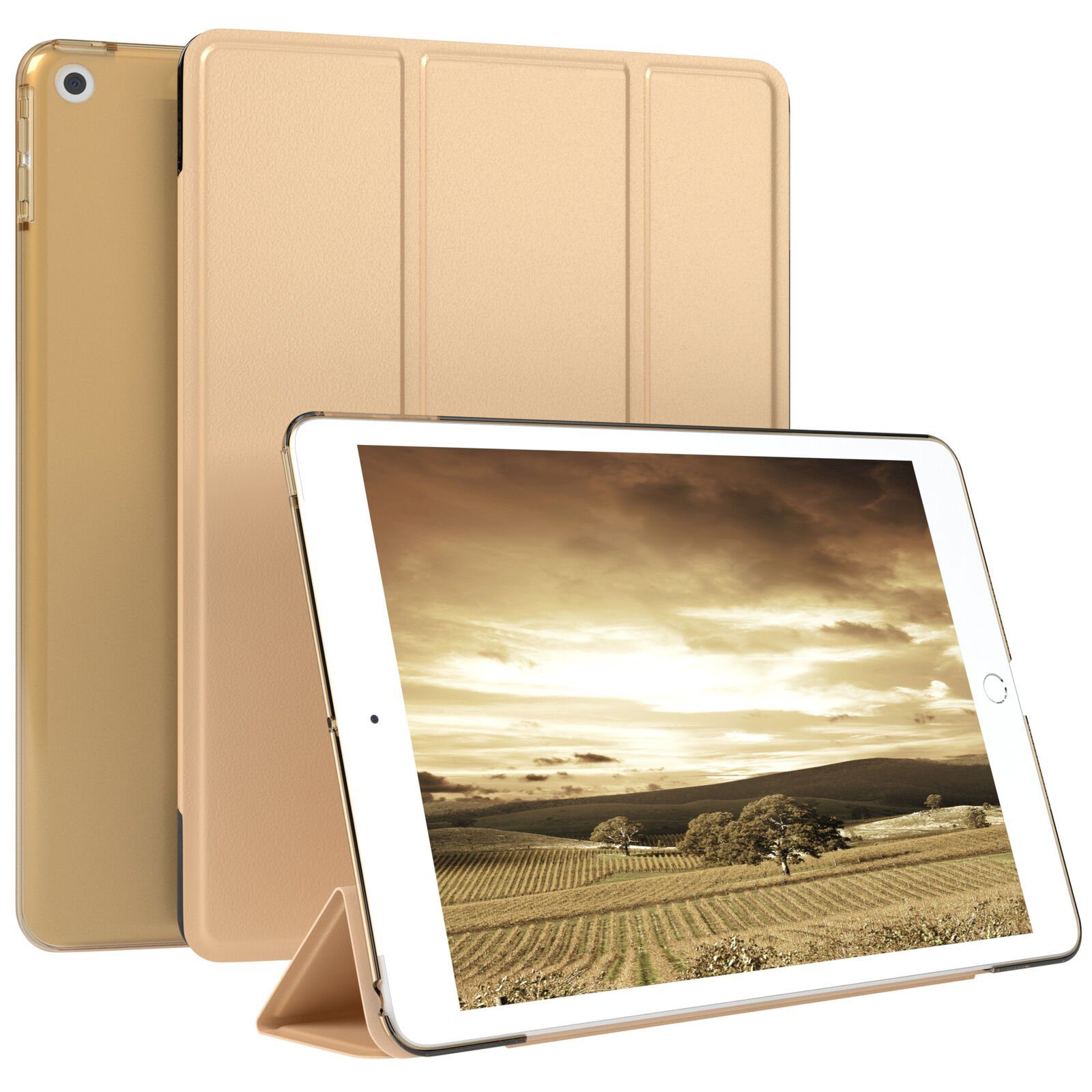 EAZY CASE Tablet-Hülle Für Apple iPad Smart Case 10,2 Zoll, Cover, Hülle mit Standfunktion, Schutzhülle mit Sleep Wake Up Funktion, Tablet Case, Smartcase, Etui, Klapphülle, Anti-Kratz Tasche, Gold