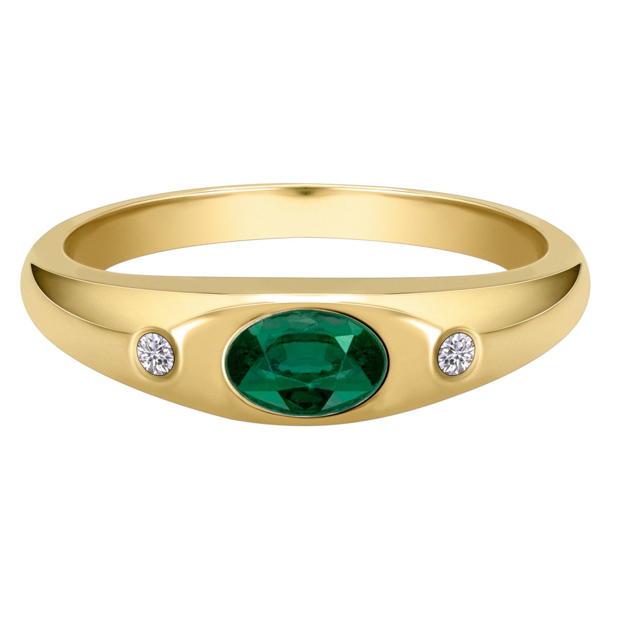 Brillant Diamant ELEMENT Diamantring 585 ONE ct aus Schmuck 0,03 Gold Ring Smaragd Damen Gelbgold,