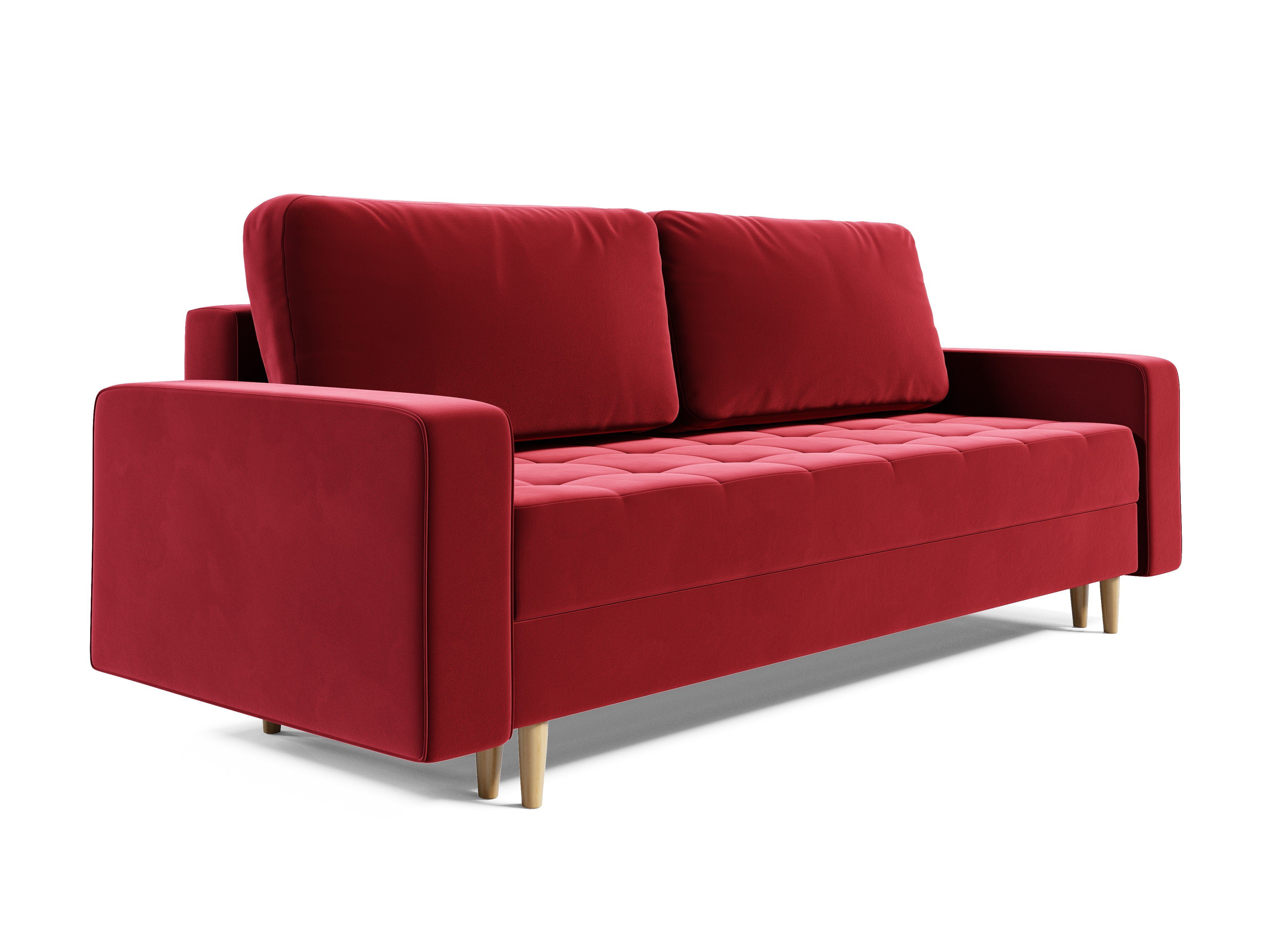 pressiode Sofa Schlafsofa, COUCH mit Schlaffunktion und Bettkasten 236cm PRIMA Dunkelrot