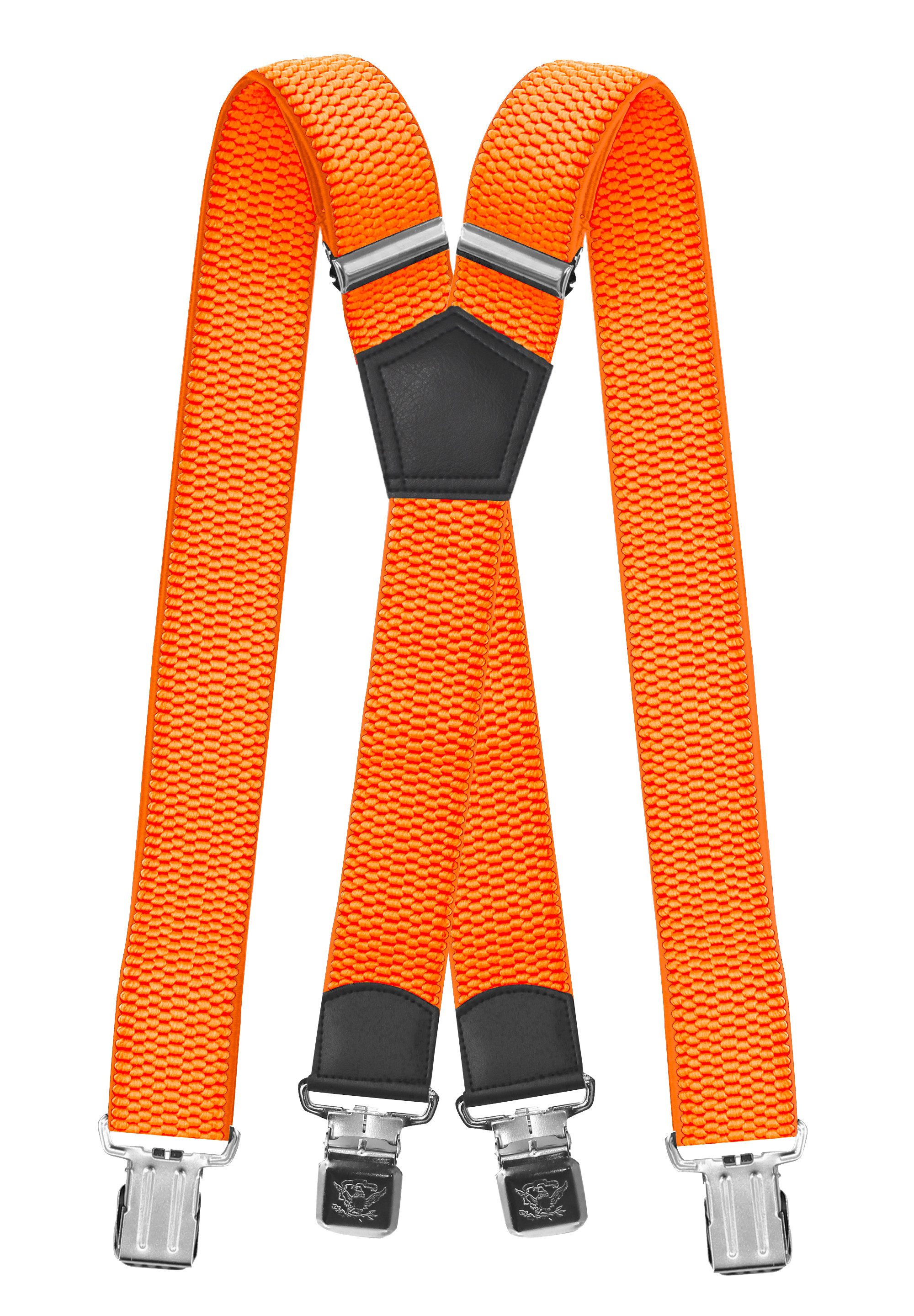 Fabio Farini Hosenträger 4cm Breites X-Design verstellbar mit extra starken Clipverschluss, Neonorangr