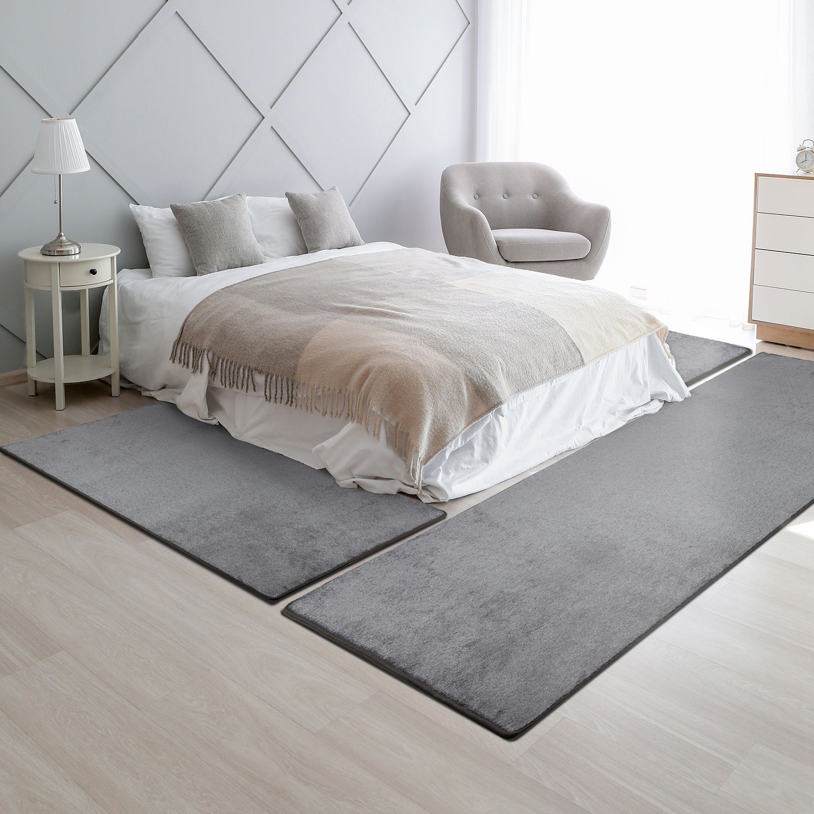 Floordirekt Hochflor-Bettumrandung Sundae Silber 73, 3 Größen, Teppichläufe günstig online kaufen