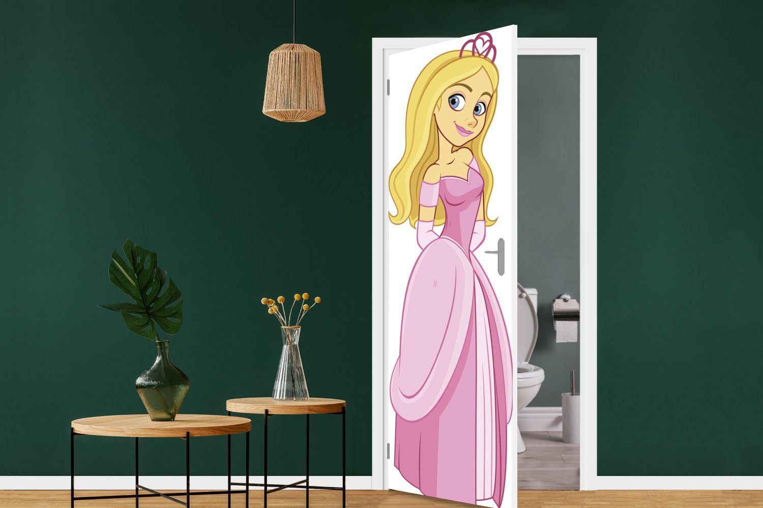 Fototapete MuchoWow Türaufkleber, cm ein Illustration Prinzessin, blonden für 75x205 Tür, einer Kind (1 Türtapete für bedruckt, die St), posiert, Matt,