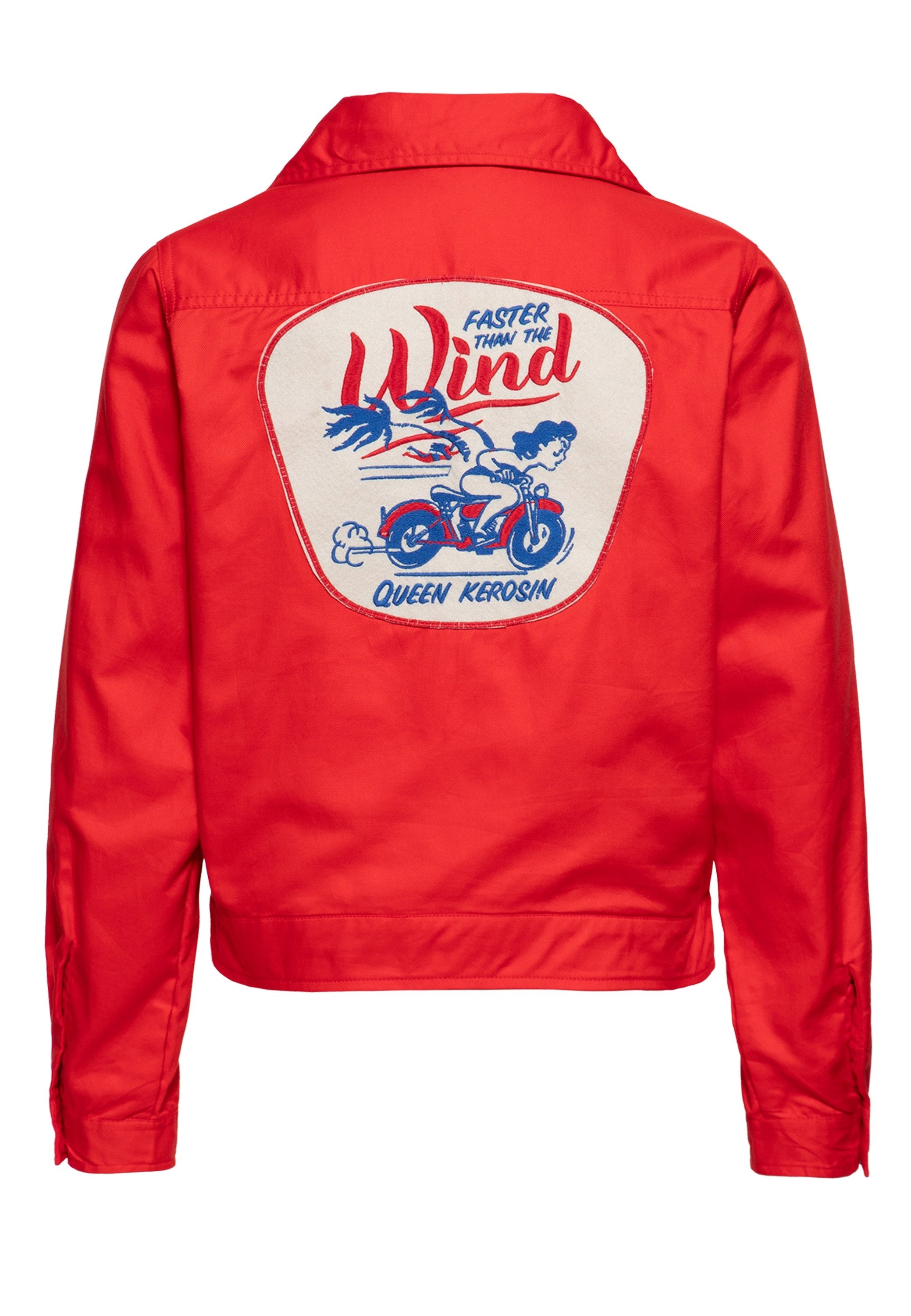 QueenKerosin Collegejacke Faster Then The Wind (1-St) mit Rückenpatch