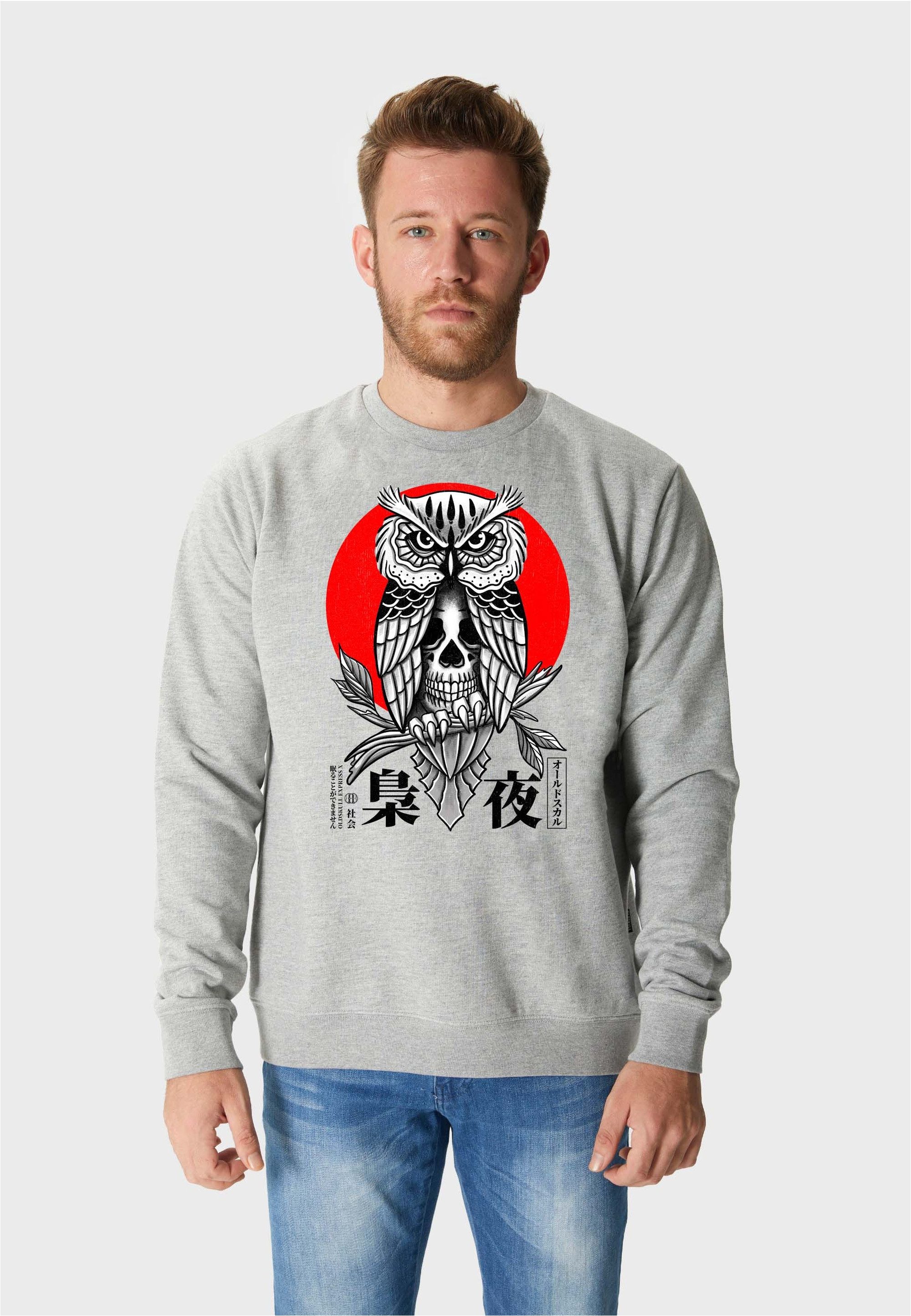 Oldskull Sweatshirt ASIAN SECRET OWL SKULL (1-tlg) mit angesagtem Eulen-Print