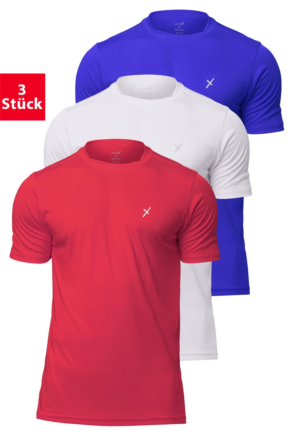 CFLEX Trainingsshirt Herren Sport Shirt 3er Pack - Fitness T-Shirt Sportswear Collection
