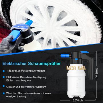 Novzep Gießkanne Elektroauto-Schaumsprühgerät, 1,5 l tragbares wiederaufladbares, elektrisches schaumsprühgerät,kabelloses Autosprühgerät für Autowäsche