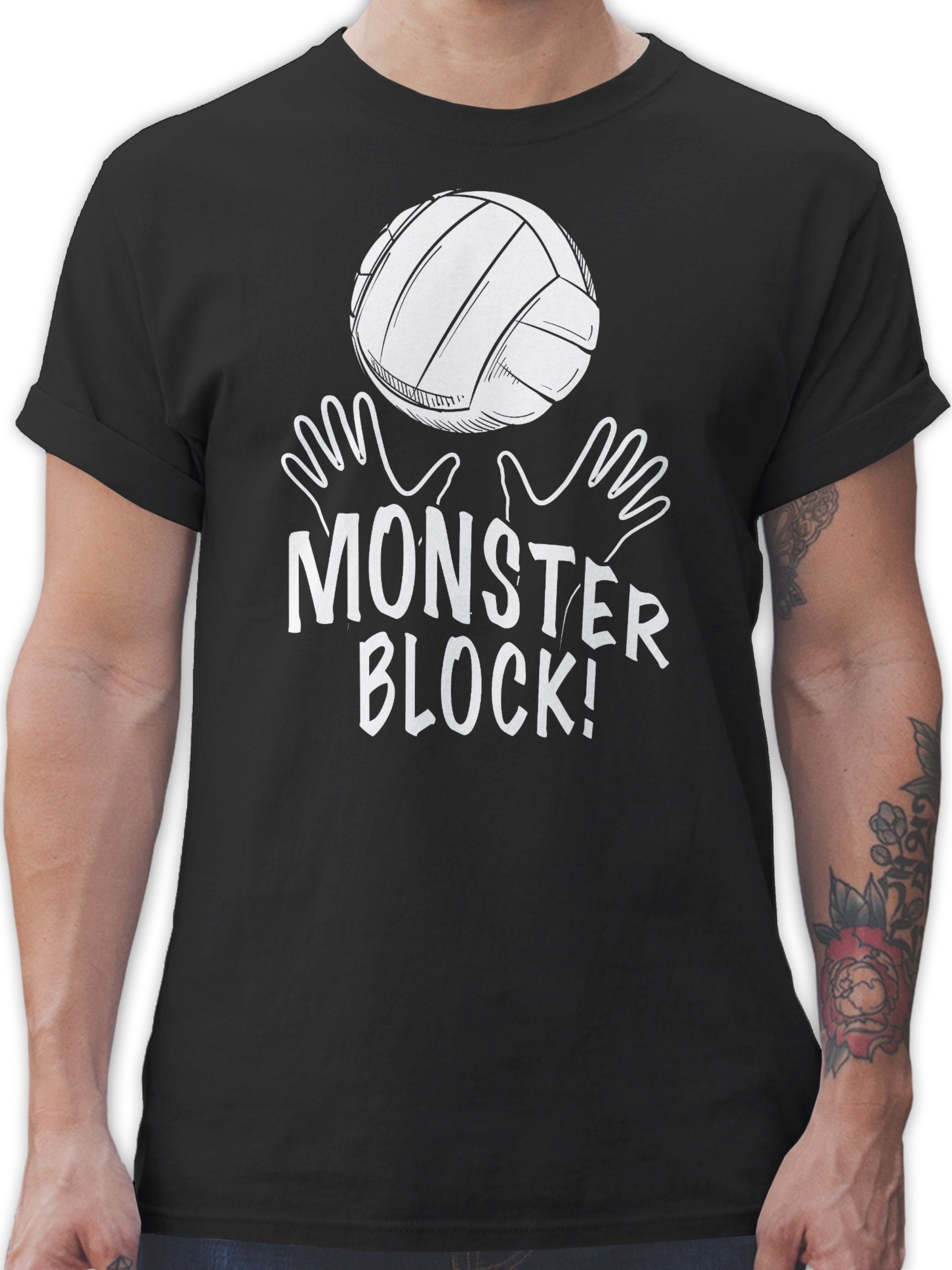 Shirtracer T-Shirt Monsterblock! Volleyball Geschenke 03 Schwarz