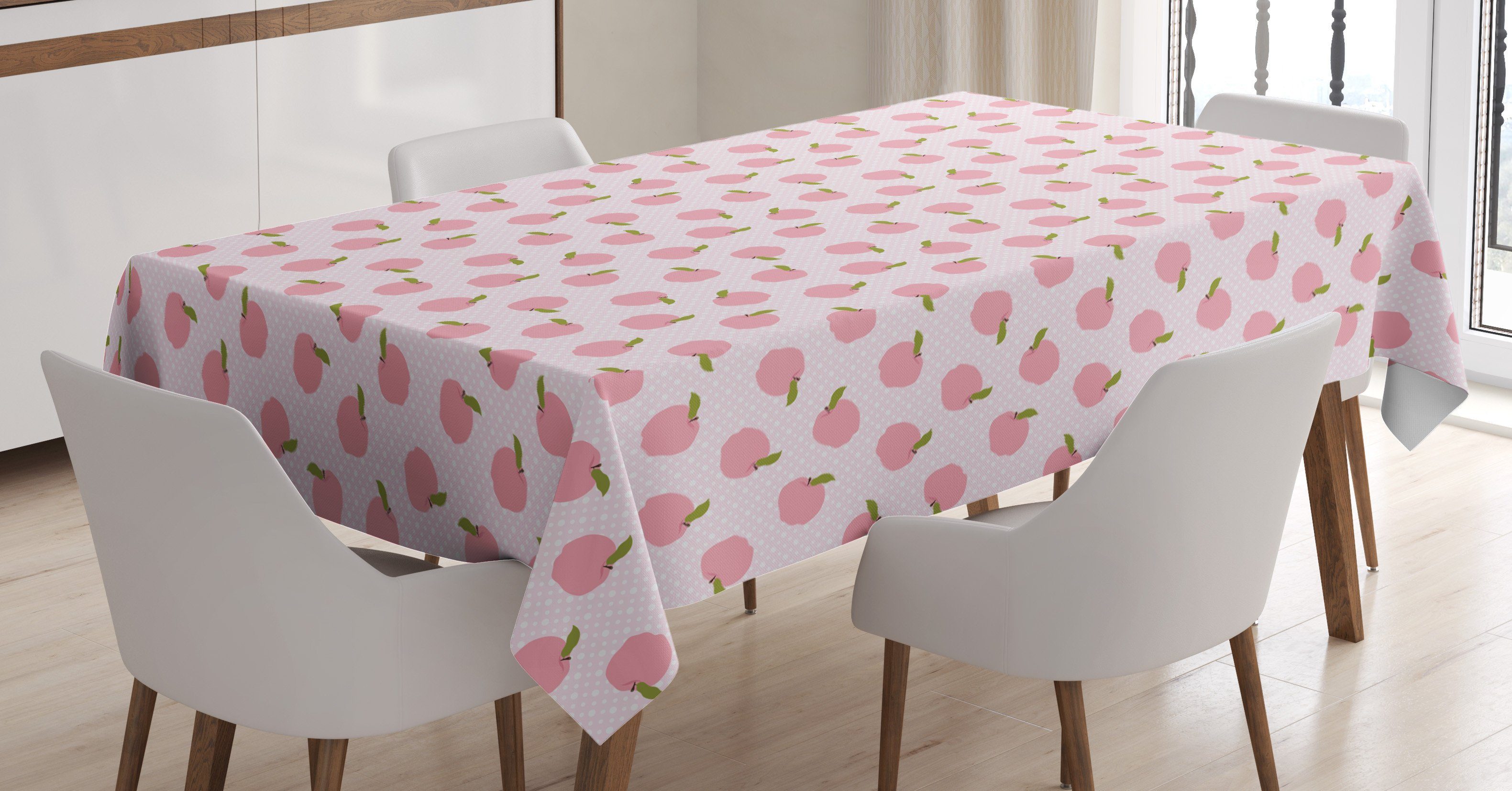 Abakuhaus Tischdecke Farbfest Waschbar Für Tupfen den Farben, Bereich Abstrakte geeignet auf Außen Rosa Äpfel Klare