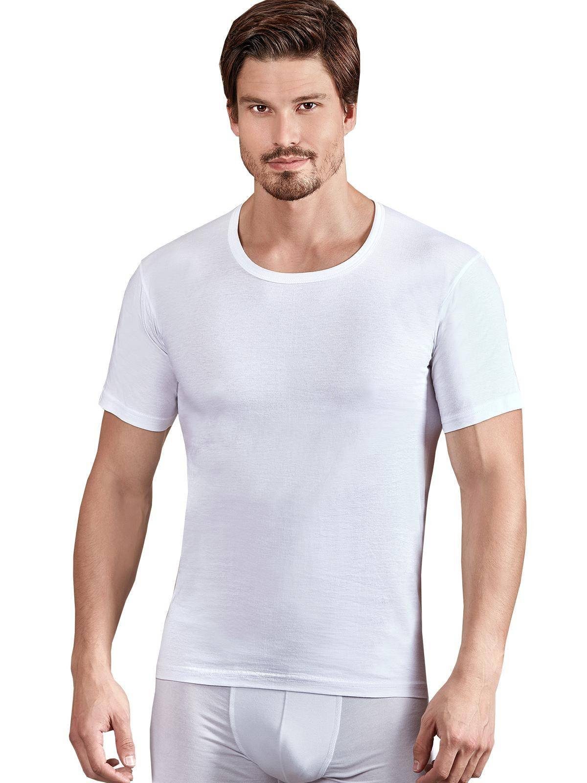 Berrak Collection Unterhemd Kurzarm Rundhals Herren Jersey Business Shirt,  Slim fit Weiß, BS1024