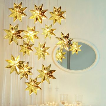 STAR TRADING LED Stern Messingstern Weihnachtsstern hängend 8-zackig 28cm mit Kabel gold
