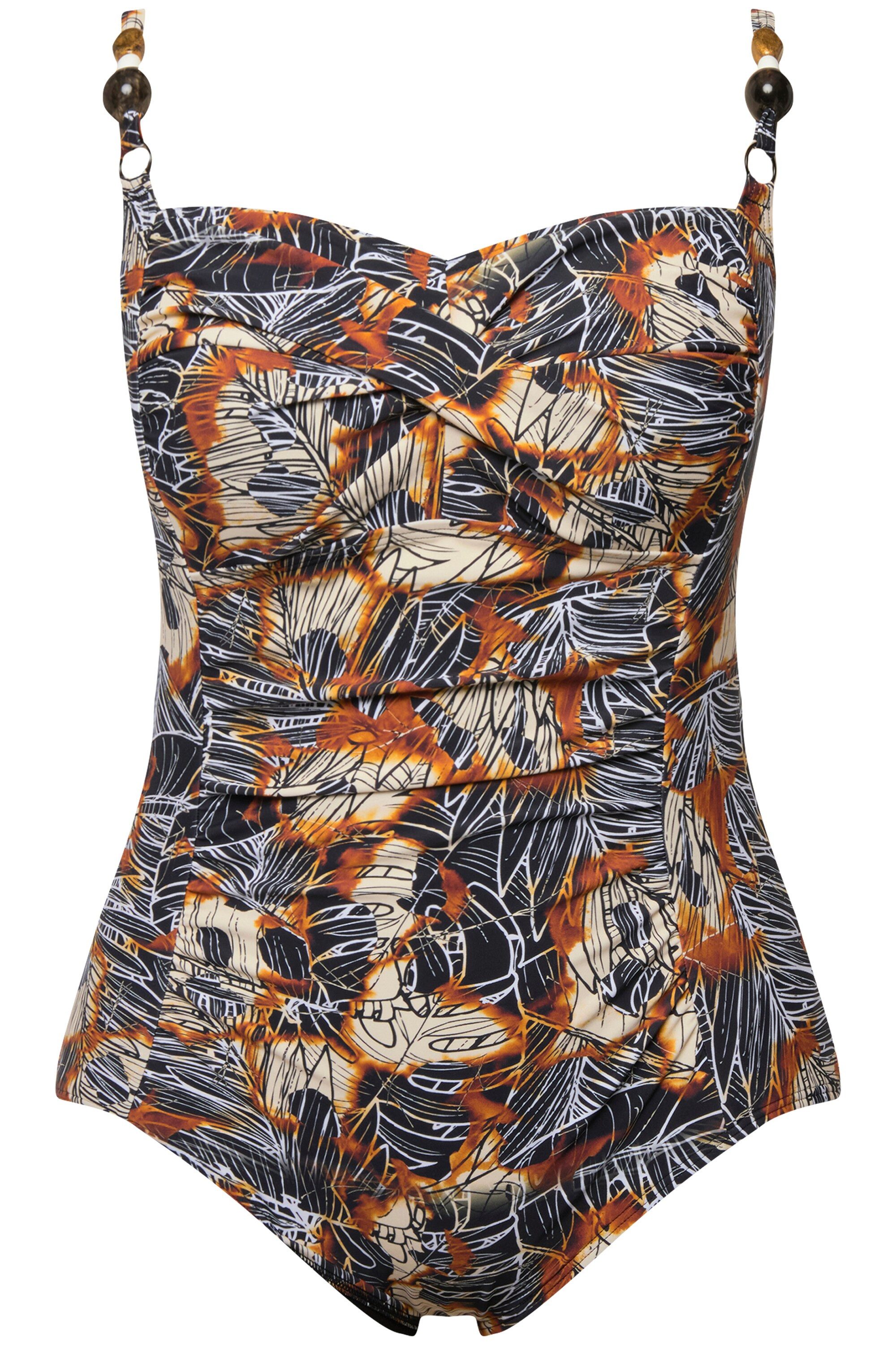 Ulla Popken Badeanzug Badeanzug drapiert Softcups Perlen recycelt günstig online kaufen