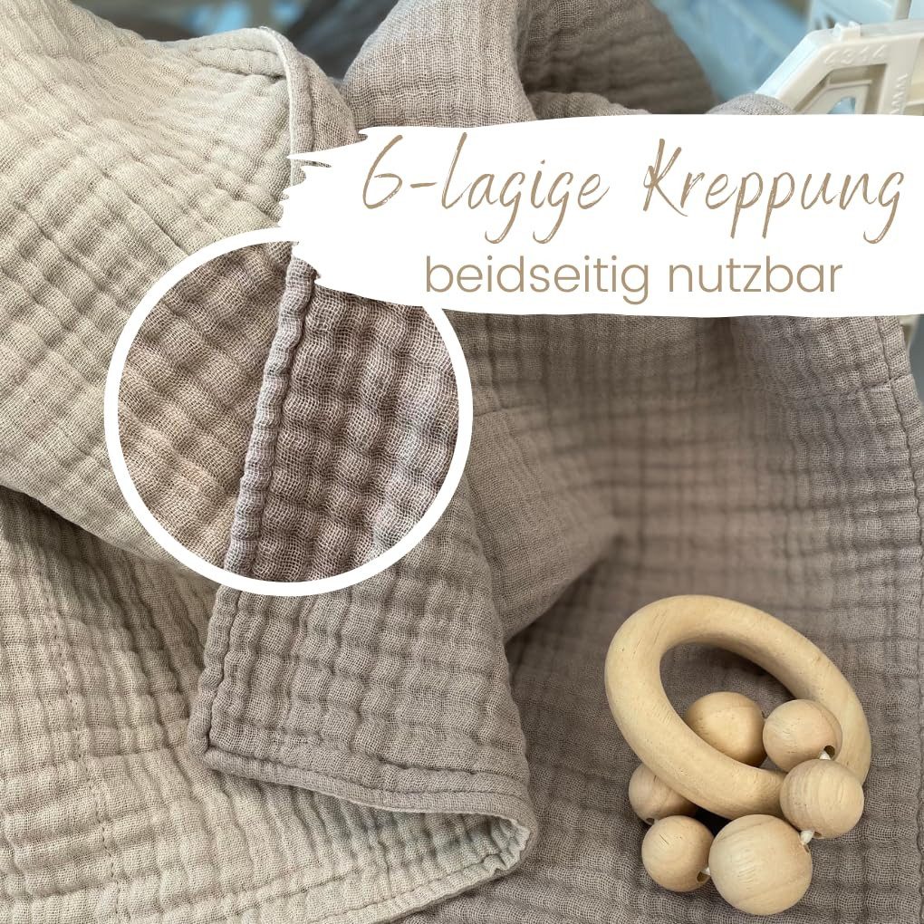 Babydecke Musselin Babydecke 6-lagig gekreppt, 100% GOTs Bio-Baumwolle, DIK günstig online kaufen