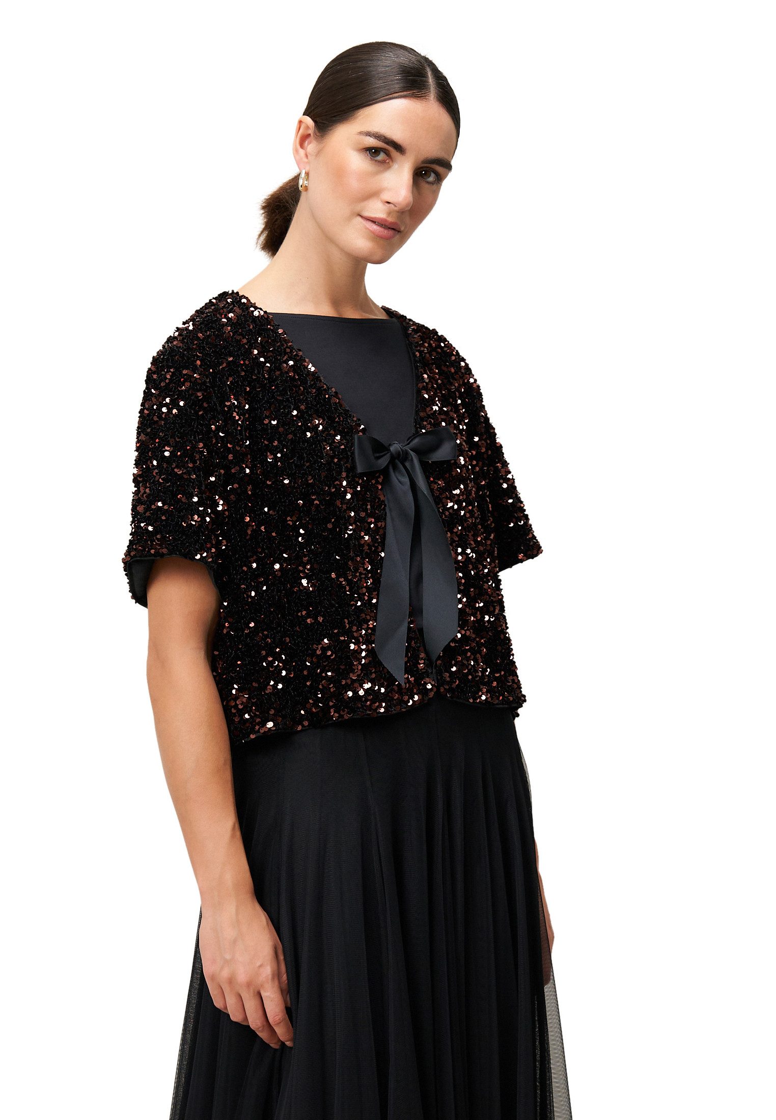 Zero Jackenblazer Damen mit Pailletten Bindedetail