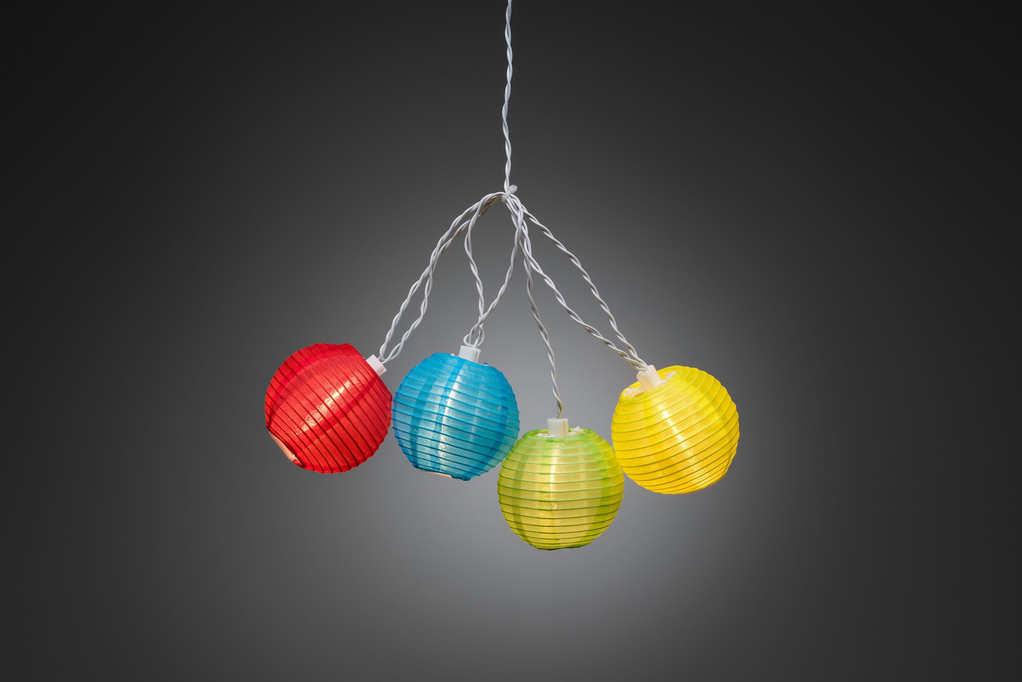 Plastikreiskugeln, LED-Lichterkette, 20 Dekolichter, pinke/blaue/grüne/gelbe Dioden 20-flammig, LED KONSTSMIDE