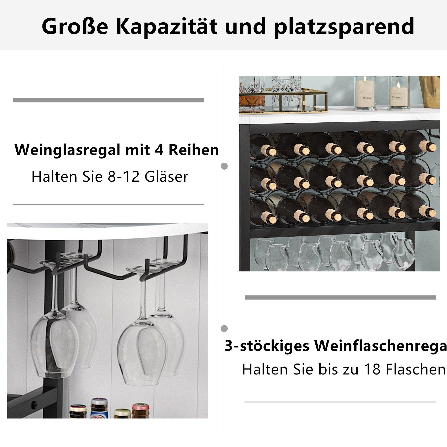 Tribesigns Weinregal Freistehend Weinregal, Weinschrank mit Weinglashalter. € 189,99, (€ 3,80 pro 1 Stk).