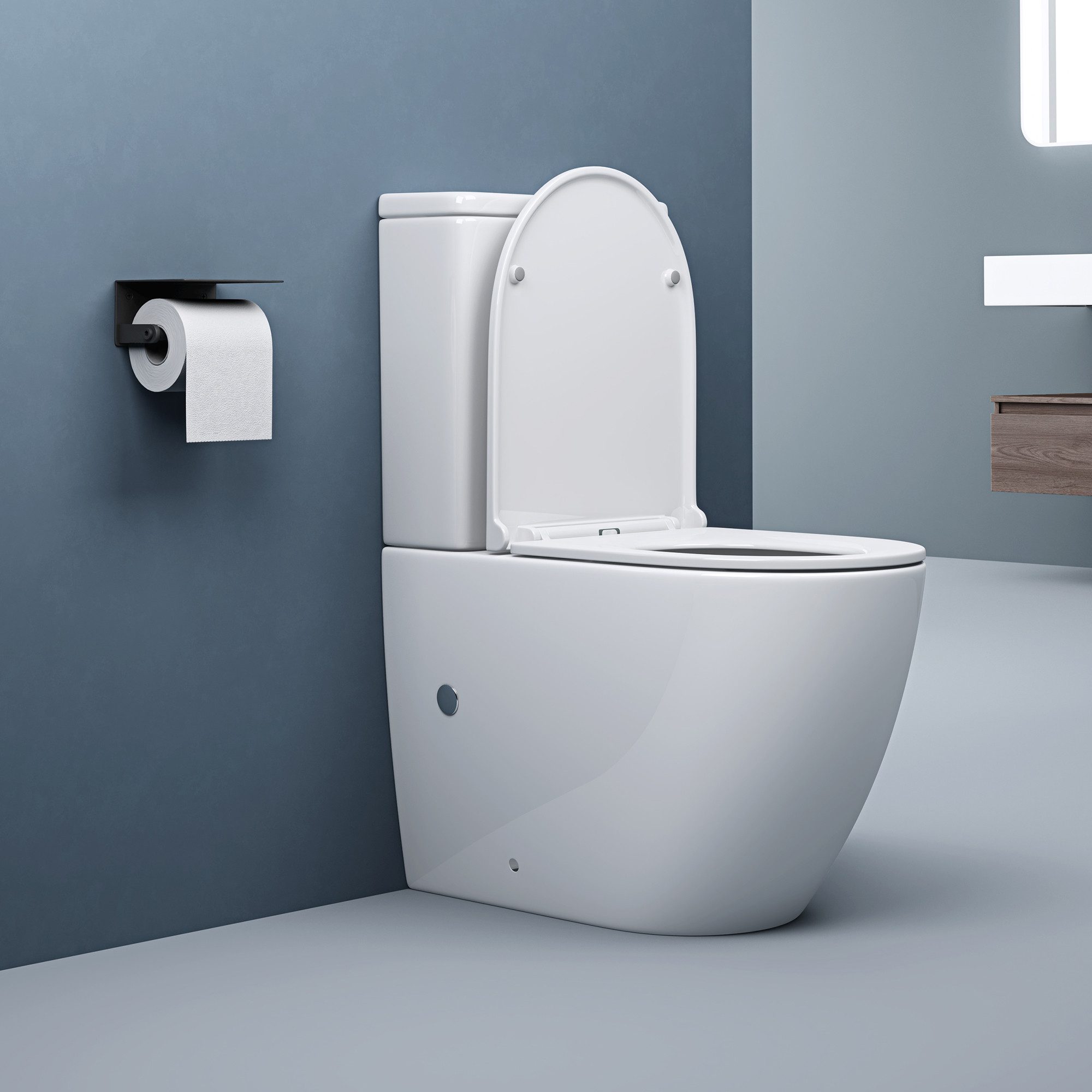 doporro Tiefspül-WC Stand-WC bodenstehend Design Toilette Silent-Close spülrandlose, Wandmontage